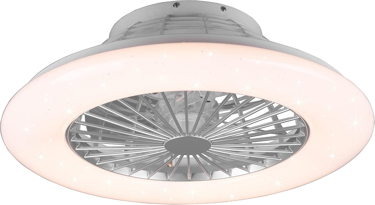 Reality Leuchten LED Deckenleuchten-Ventilator Stralsund R62522987, Ventilator 40 Watt, Kunststoff Silberfarbig/Weiß, inkl. 26 Watt LED