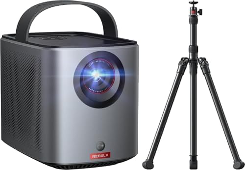 NEBLUA Mars 3 Air Mini Beamer mit Mars 2 Universalstativ, 1080p, 150-Zoll Bild, 2*8W, mit Google TV, Tragbarer Projektor mit 400 ANSI-Lumen, Smart, 2
