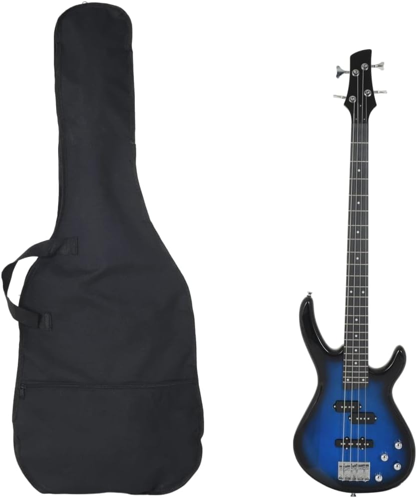 vidaXL E-Bass für Anfänger mit Tasche Blau und Schwarz 4/4 46'