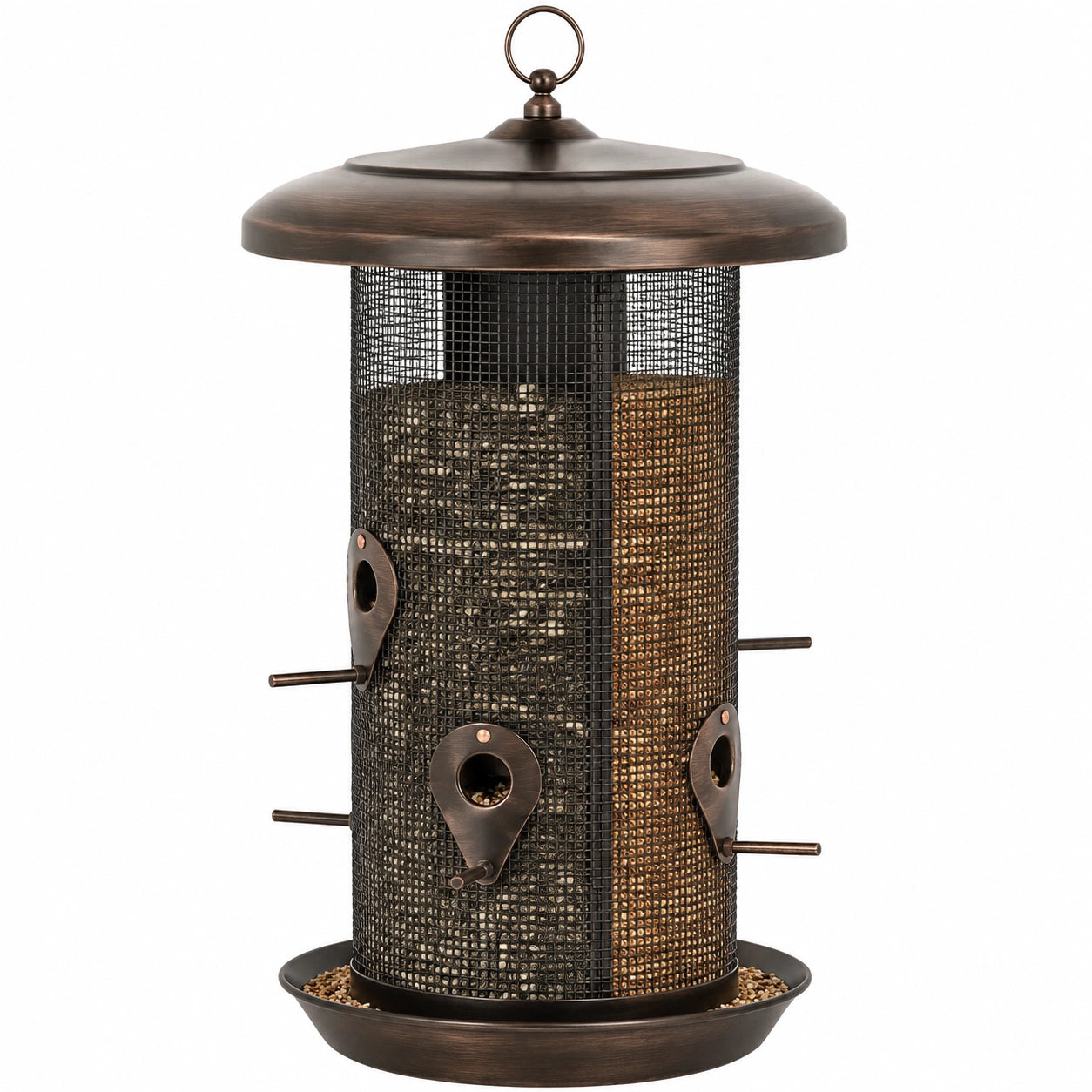 Vogelfutterspender 25 cm x 45 cm aus Metall in Bronze für den Außenbereich