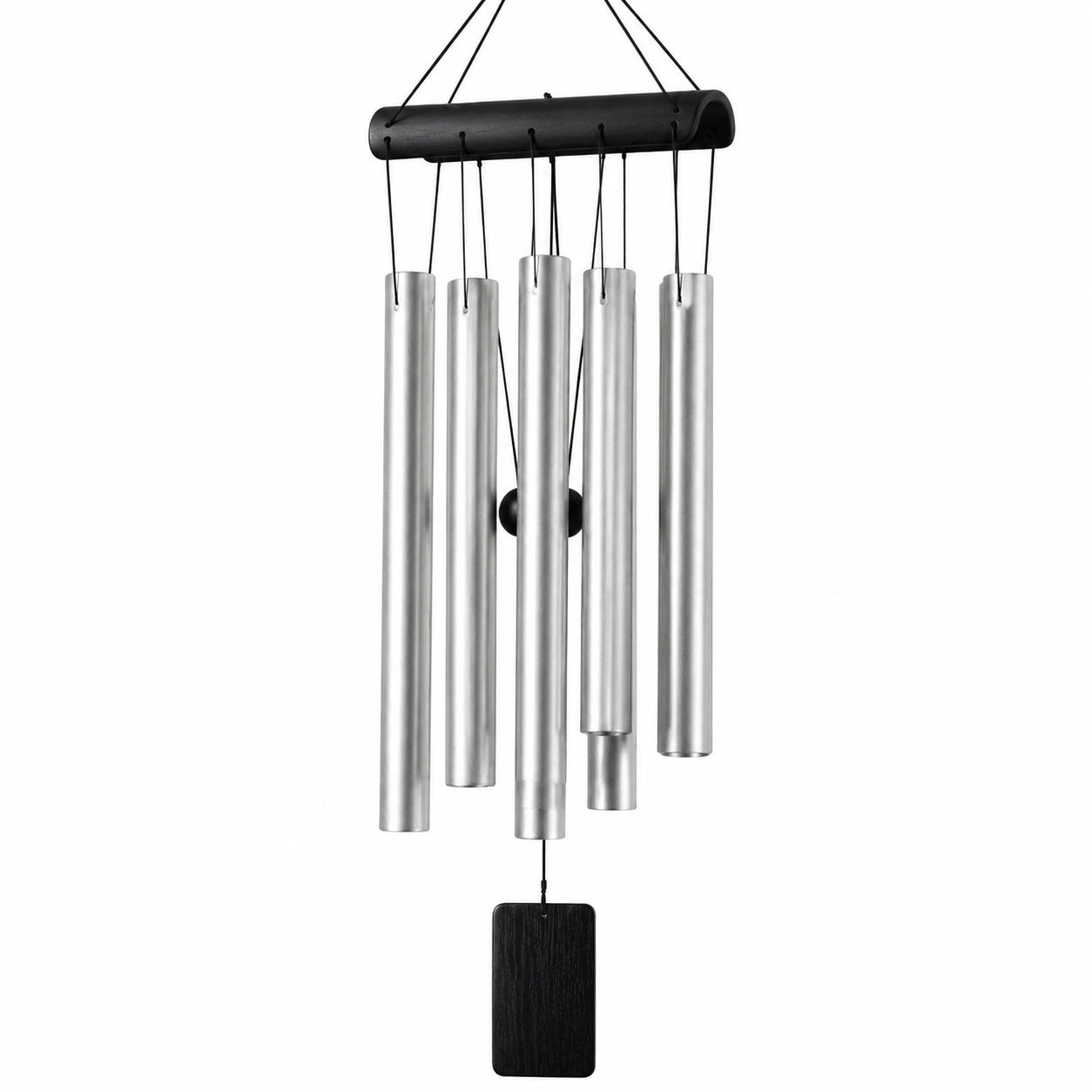 Windspiel 80 cm Aluminium Silber Schwarz für Garten und Balkon
