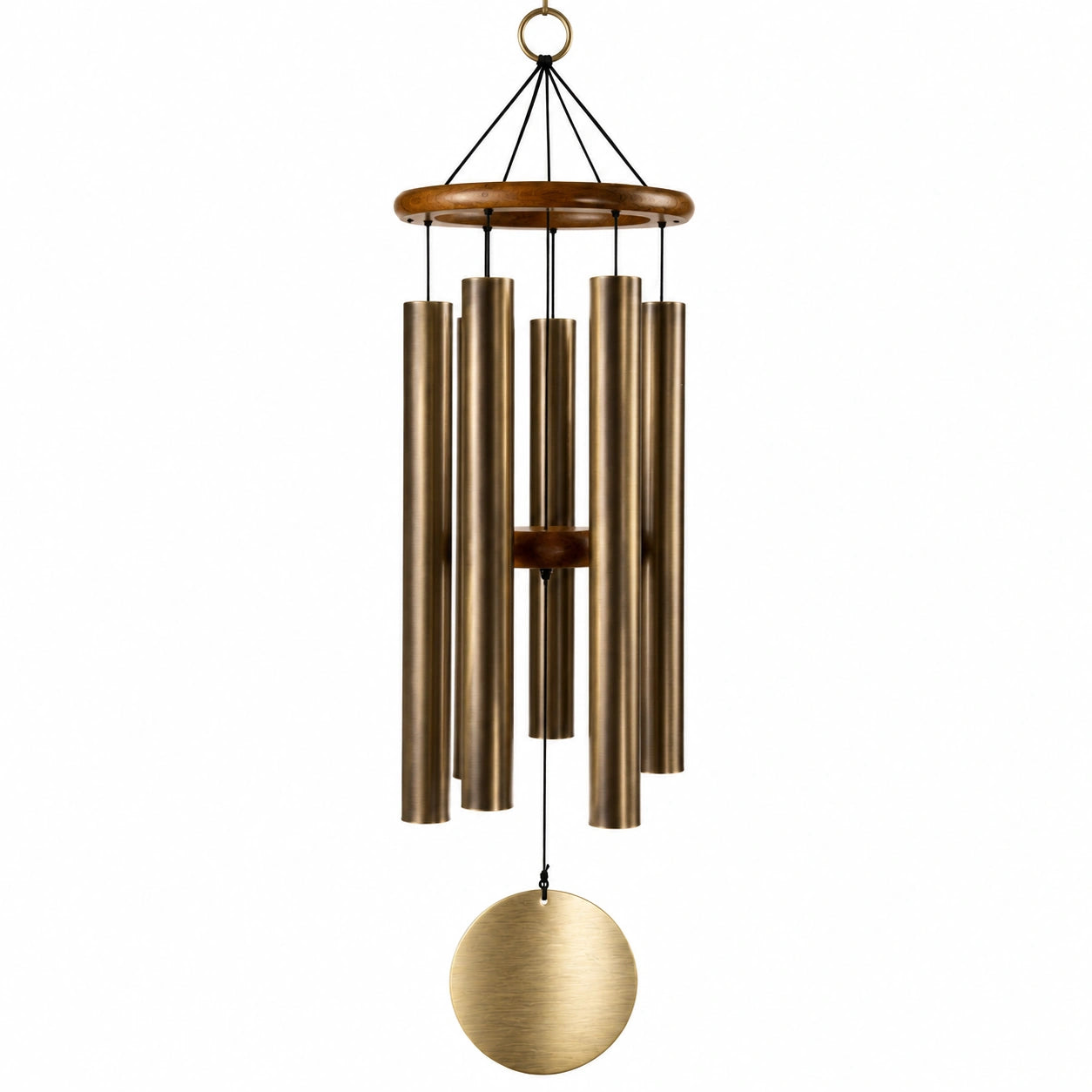 Windspiel 90 cm aus Metall und Holz in Bronze für Innen und Außen