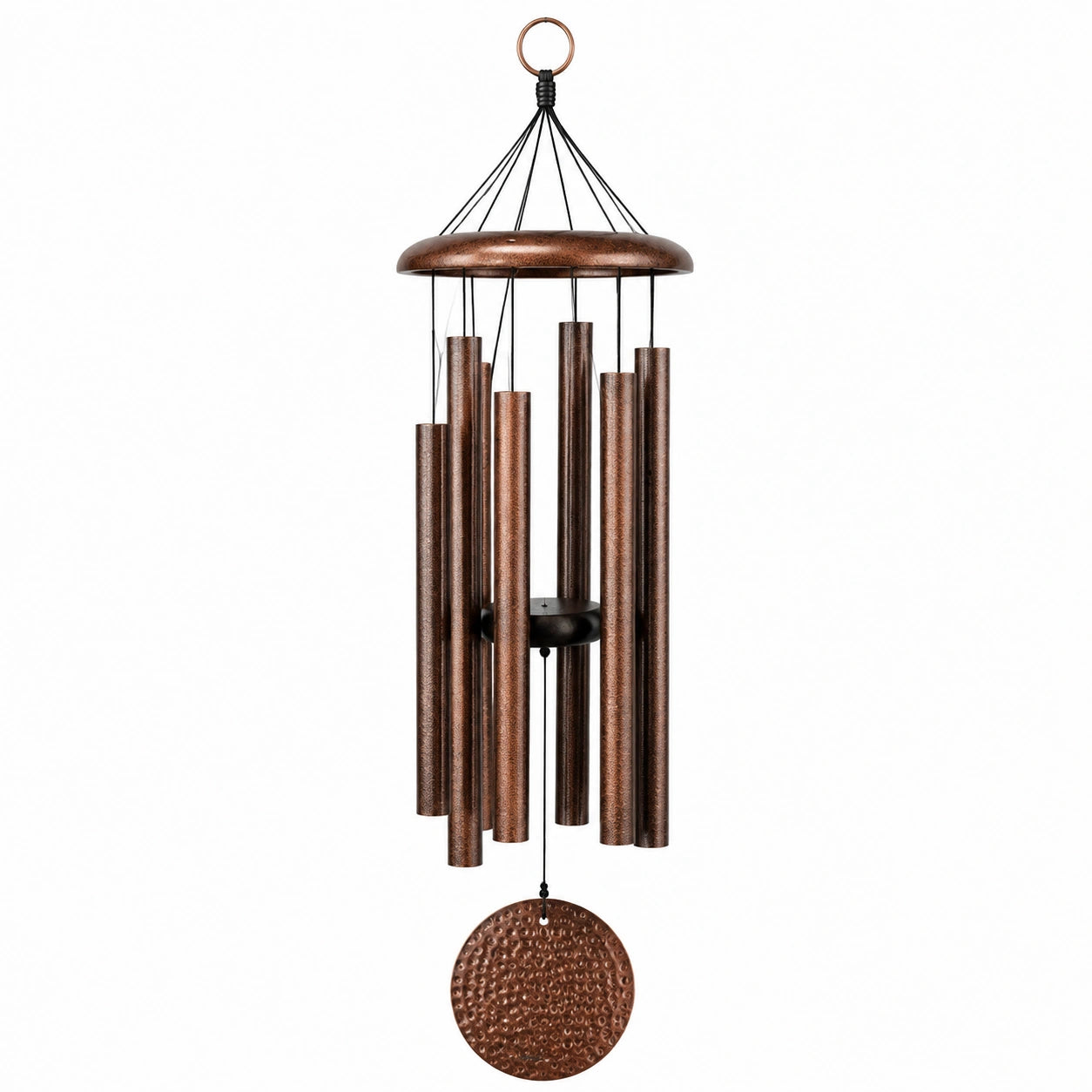 Windspiel 80 cm aus Metall kupferbraun für Garten mit Klangröhren