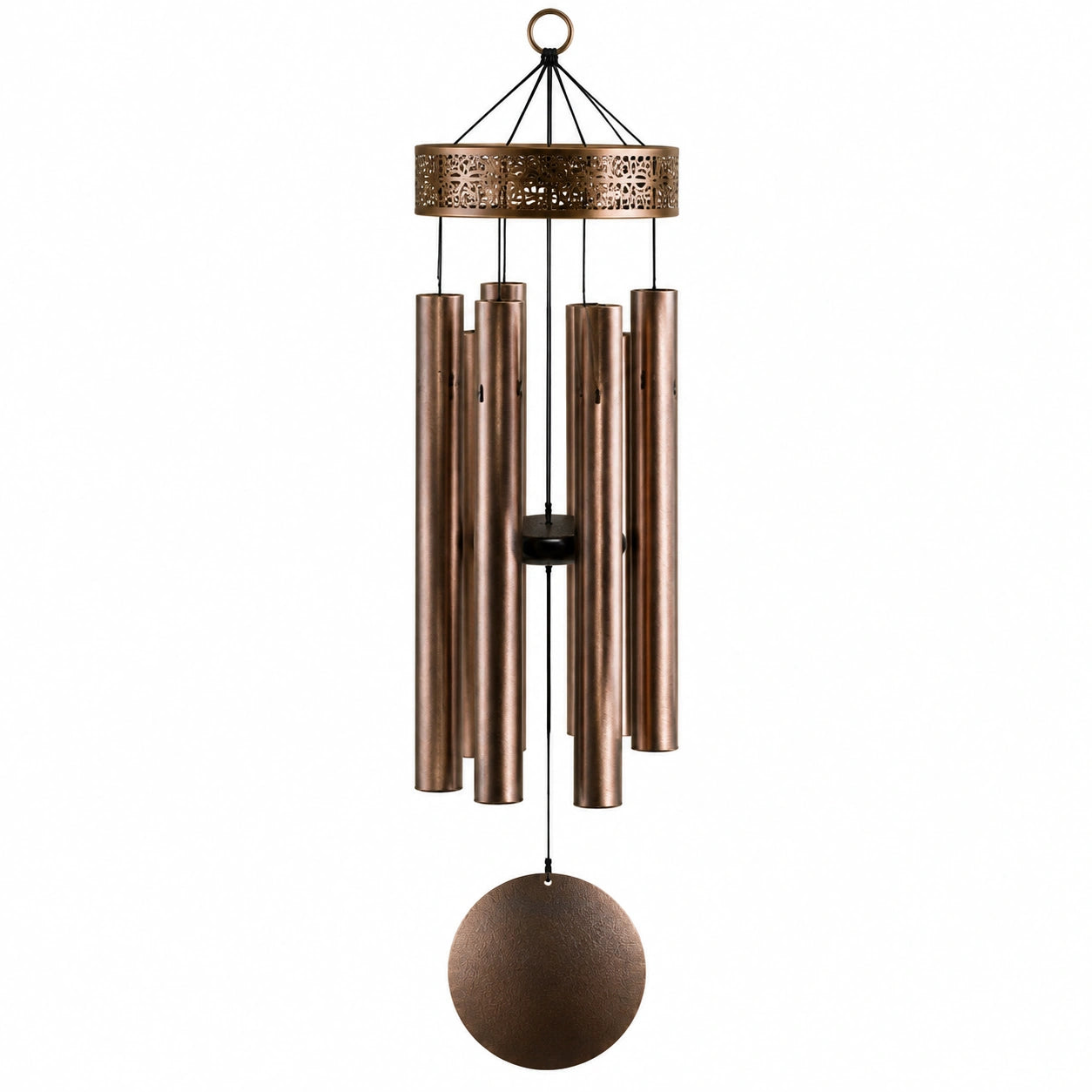 Windspiel 80 cm aus Metall in Bronze mit Röhrenklang für Innen und Außen