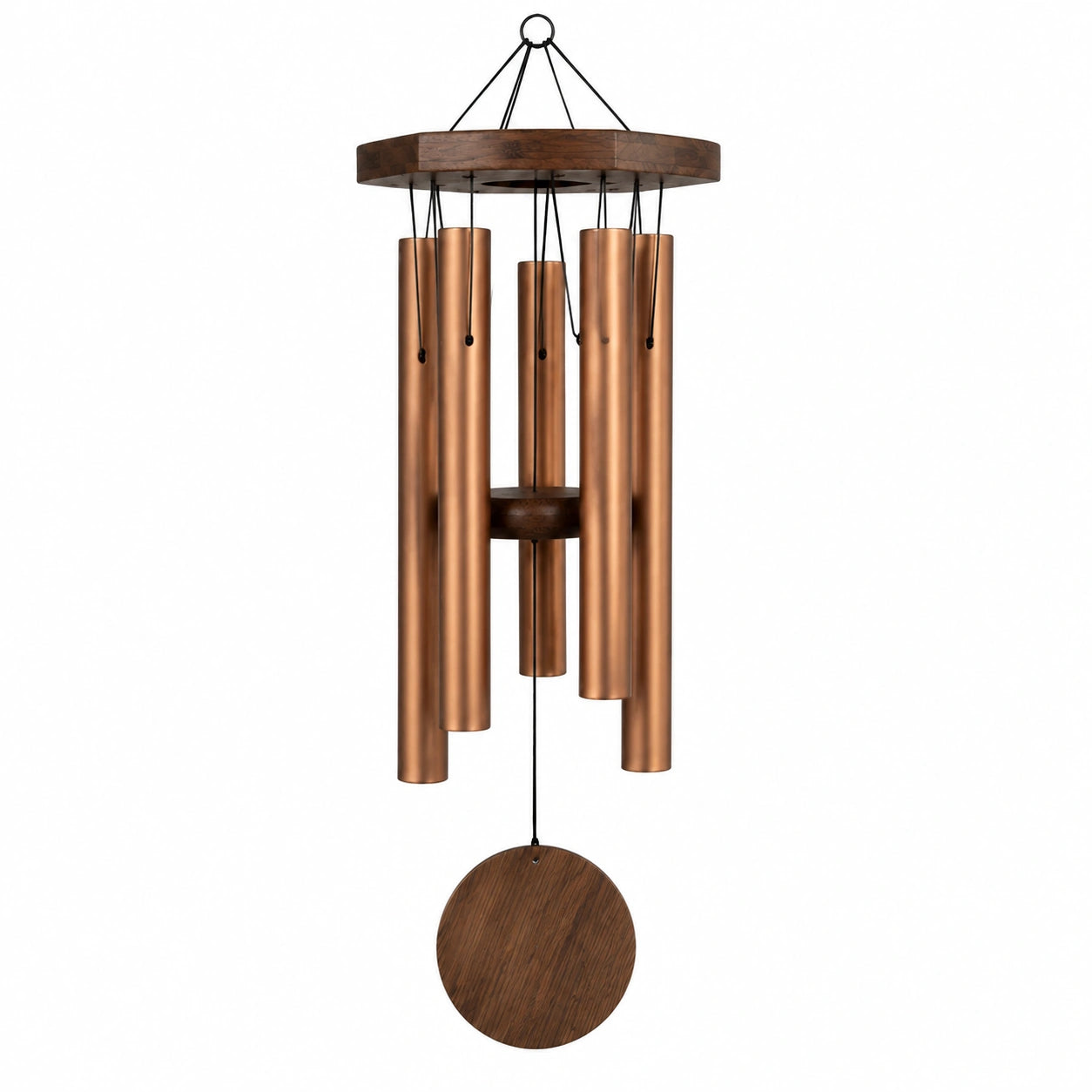 Windspiel 90 cm Metall Holz Kupferbraun hängend