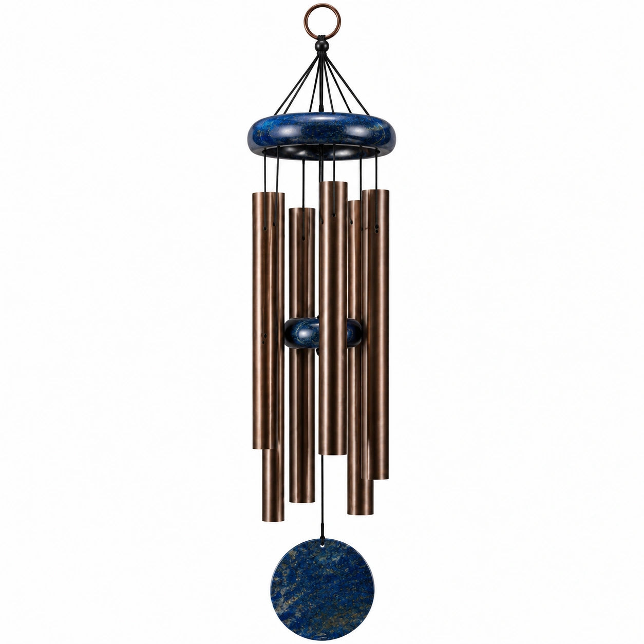 Windspiel 80 cm aus Metall in Blau Braun - Hängende Gartendekoration