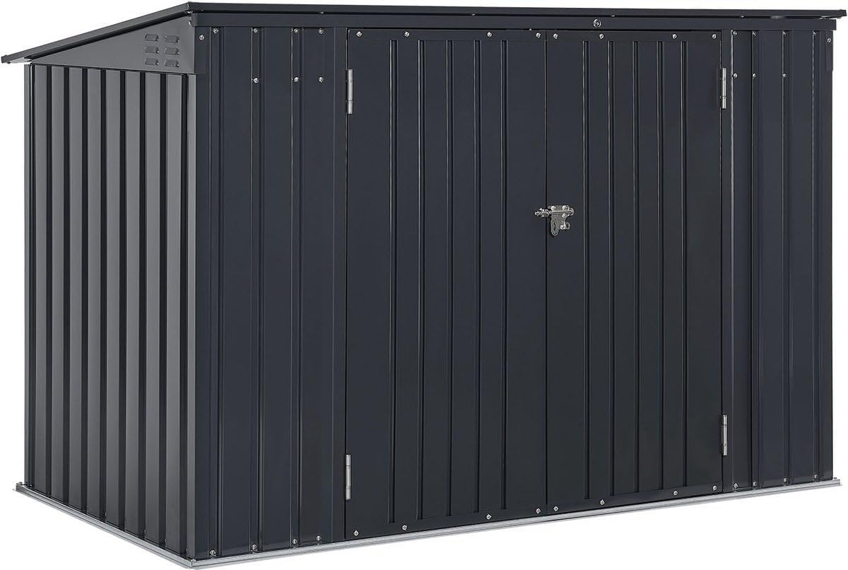 Juskys 3er Mülltonnenbox Namur 3 x 120 Liter Tonnen, 2m², 2 Türen, Metall Mülltonnenverkleidung Müllbox Müllhaus Aufbewahrungsbox