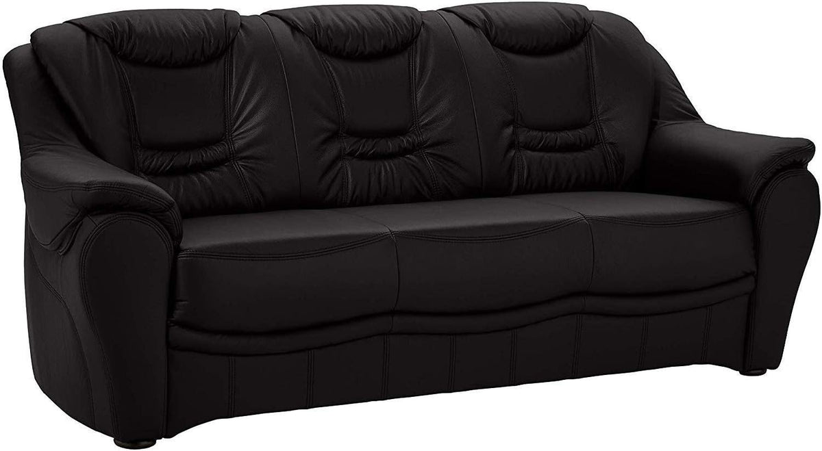 Cavadore 3-Sitzer Bansa mit Federkern/Polstercouch in Kunstleder/198 x 94 x 95/Lederoptik Schwarz