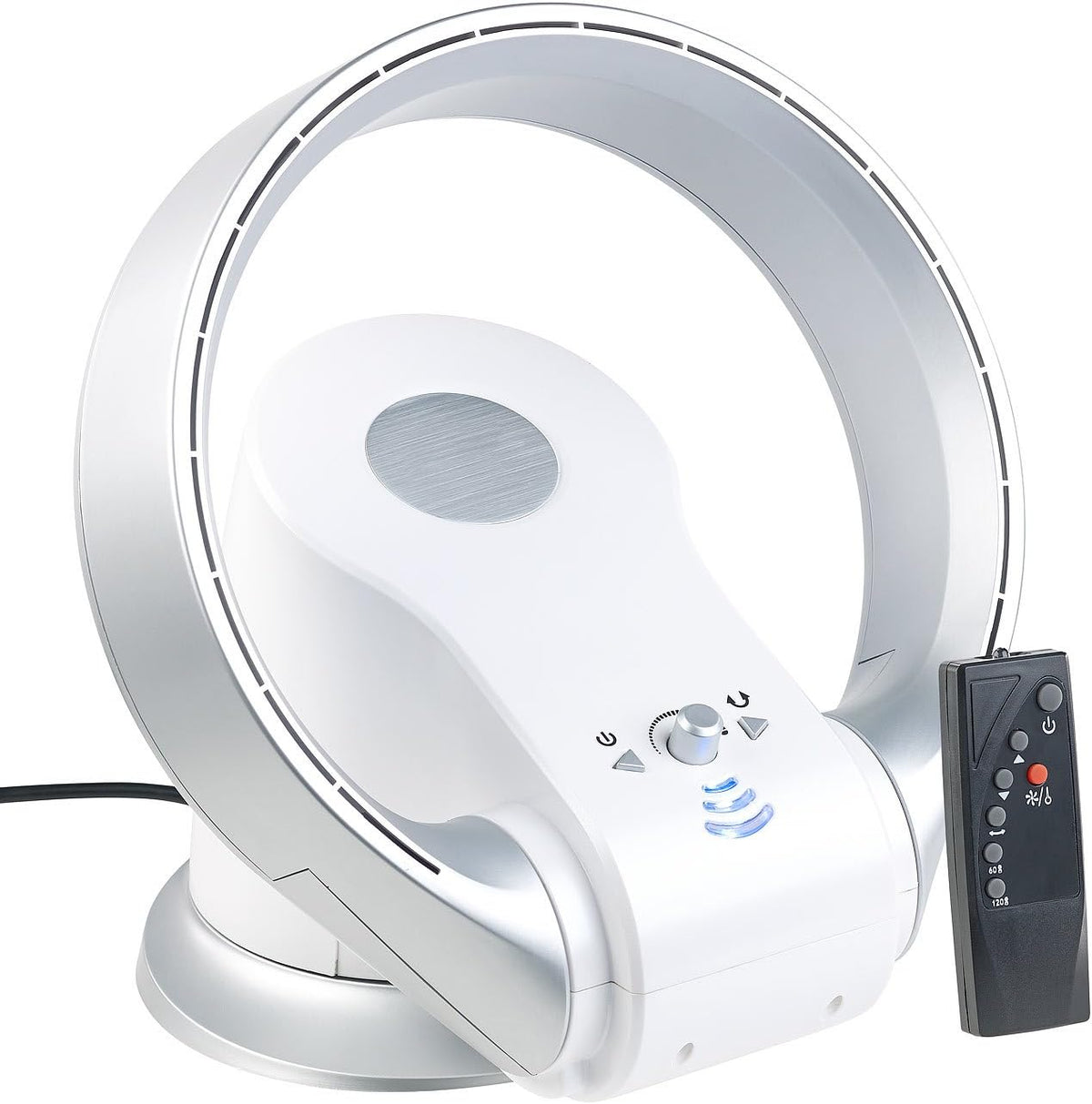 Sichler Haushaltsgeräte Rotorloser Ventilator: Rotorloser 360°-Tischventilator & Heizlüfter, bis 1.100 W