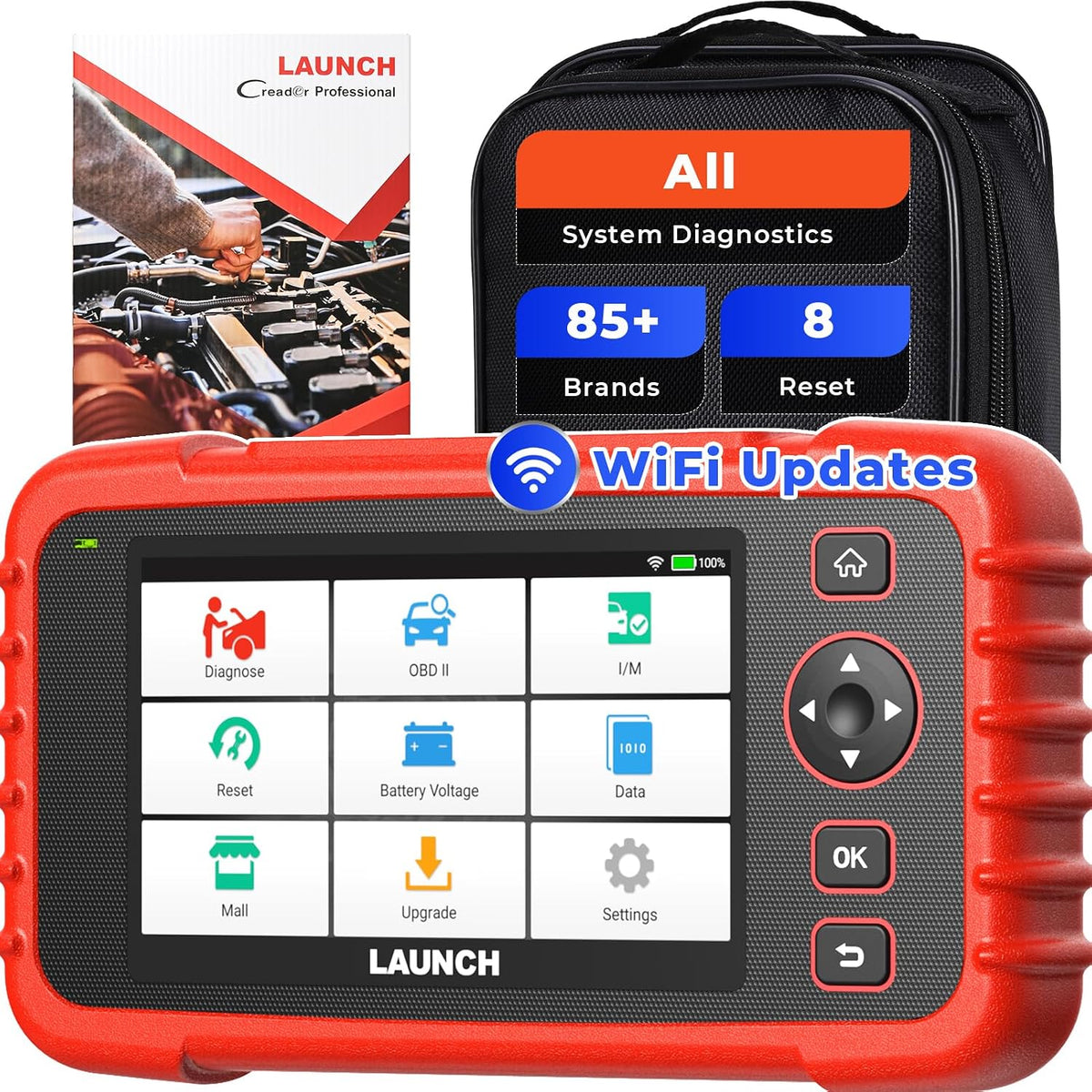 LAUNCH CRP129X Plus OBD2 Diagnosegerät, Diagnosescanner mit Allen System, 8 Dienste, Einspritzer-Codierung/Öl/Drossel/SAS/Bremse/BMS/TPMS-zurücksetzen