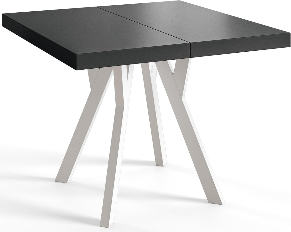 Esstisch Ausziehbar Rico 110-210cm, Schwarz, Holzbeine, Modernes Design