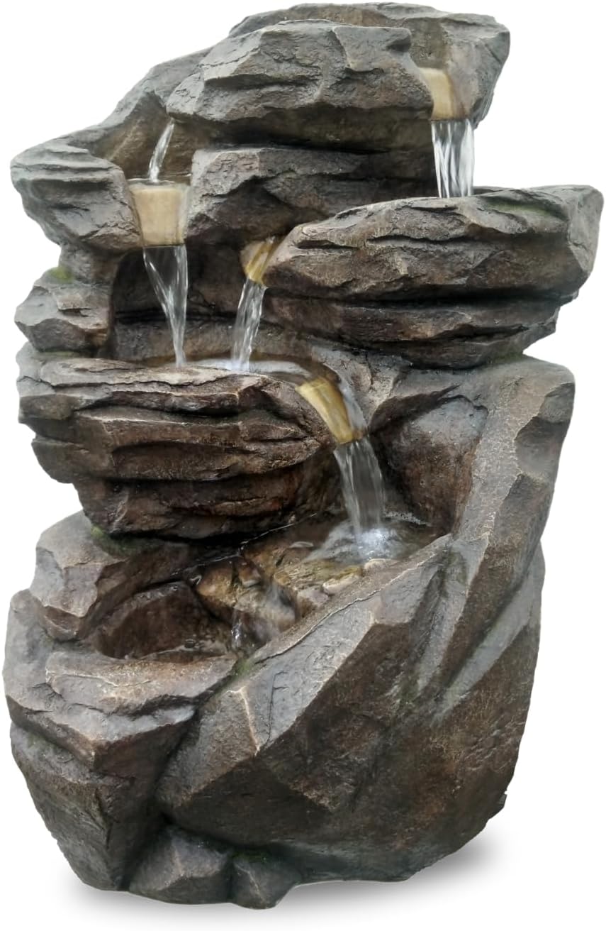 XL Gartenbrunnen Wasserfall Niagara, H 70 cm, Natural Waterfall Fountain Outdoor and Indoor, Zen and Decorative Ambiance in Your Outdoor Area, H71