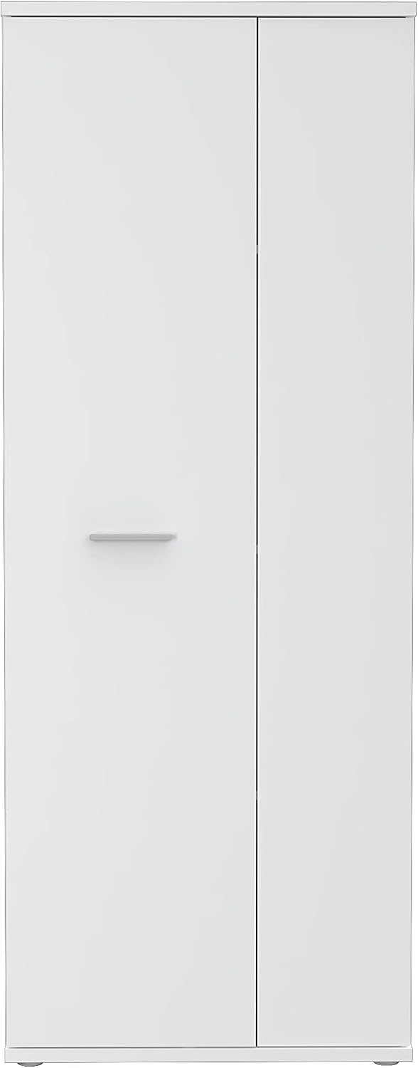 FORTE NET106 Schrank 70 180, 2-türig mit Einlegeböden, 69 cm breit x 179 cm hoch x 35 cm tief, Mehrzweckschrank Weiß, Staubsaugerschrank, Abstellraum