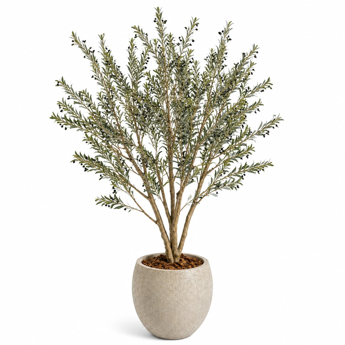 Künstlicher Olivenbaum 180 cm aus Kunststoff Grün mit Topf für Innenräume