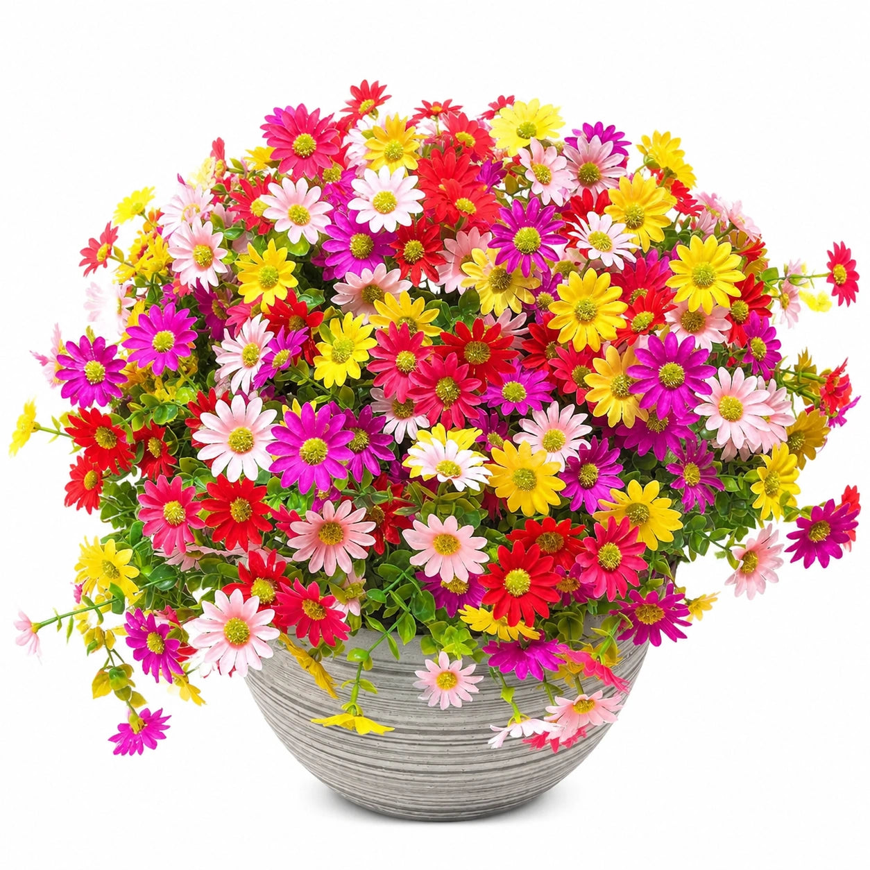 Künstliche Topfpflanze 45 cm Textilblüten Mehrfarbig Dekoration