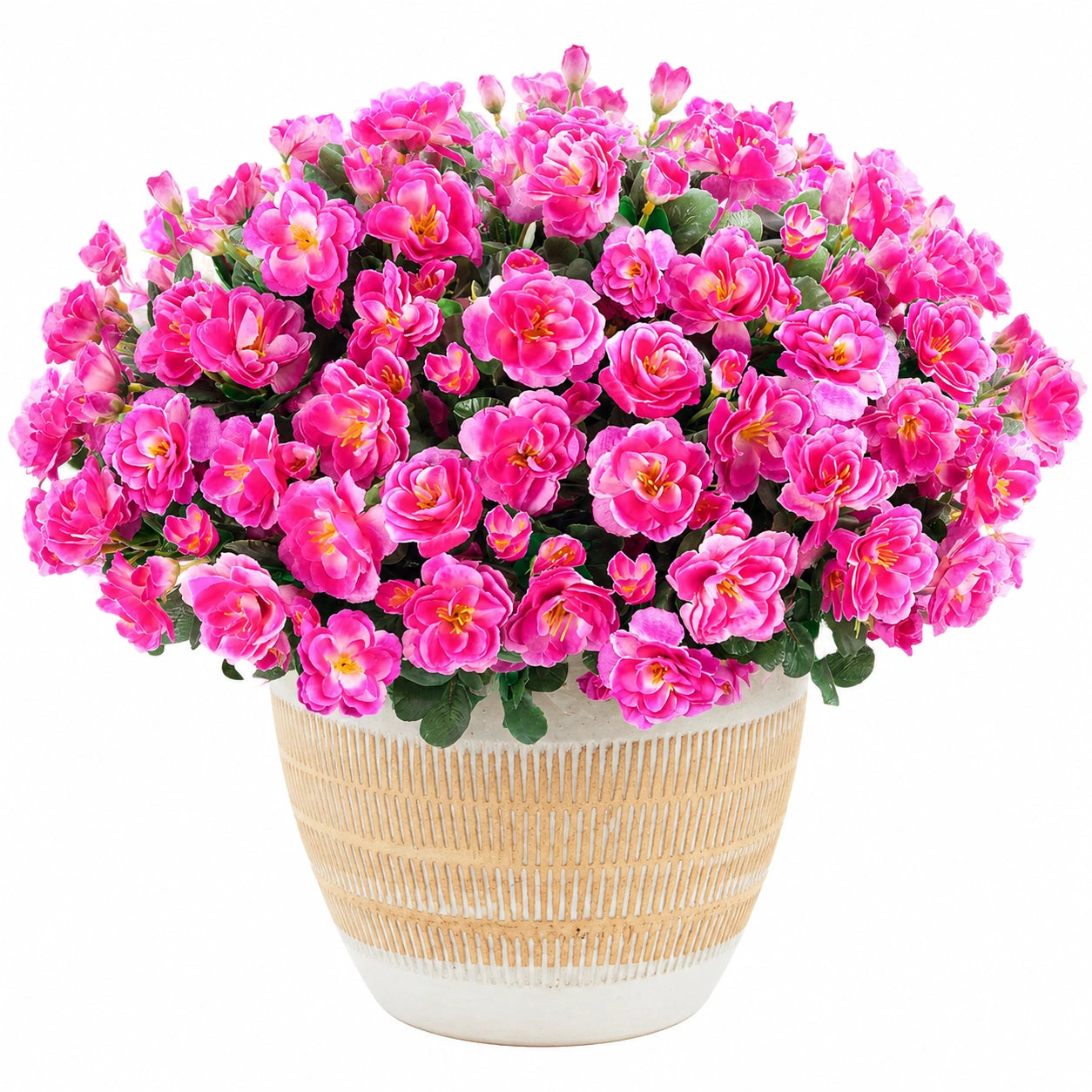 Kunstblumen im Topf 60 cm Rosa Textilblüten mit Keramiktopf Dekoration