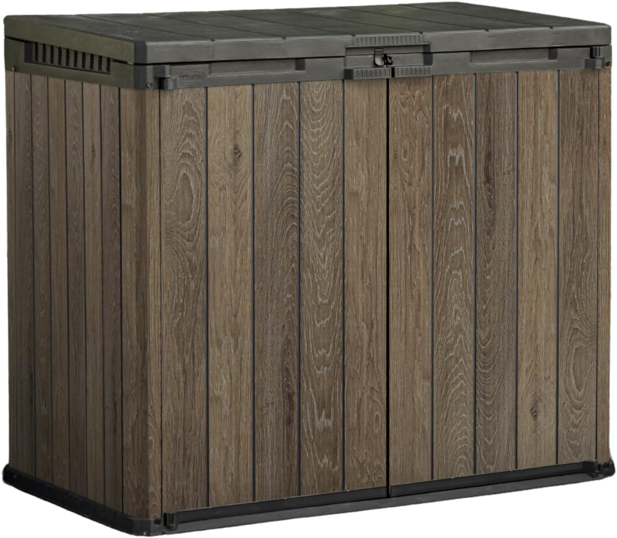 Keter Store It Out Darwin Walnuss Optik, 1100L Gartenbox, Gerätebox, Aufbewahrungsbox, Holzoptik, wetterfest, abschließbar, Signature Collection