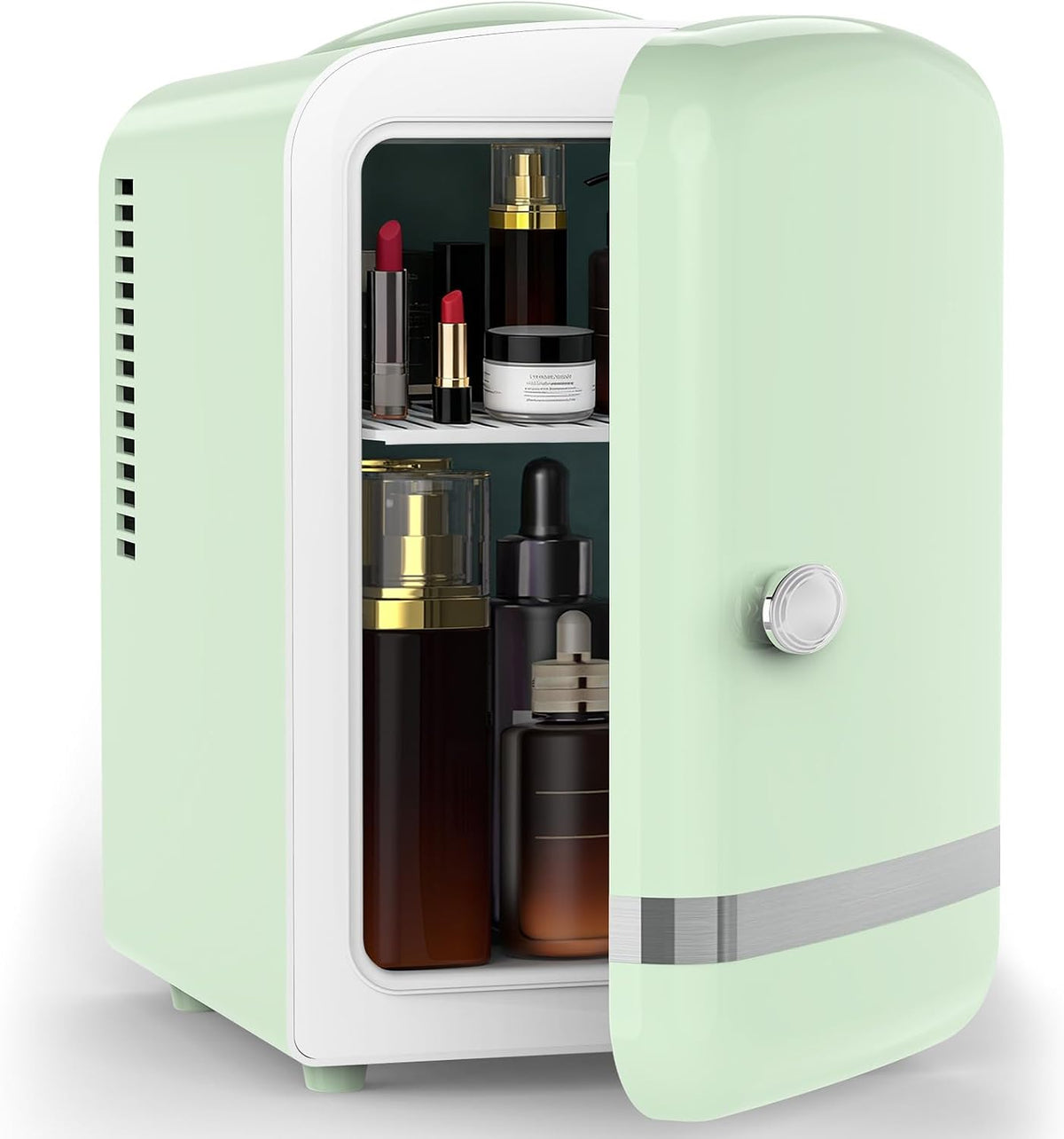 Electactic Mini-Kühlschrank für Schlafzimmer, 4L/6 Dosen, kleiner Kosmetik-Kühlschrank für Hautpflege, Make-up, Medizin und Getränke, Auto