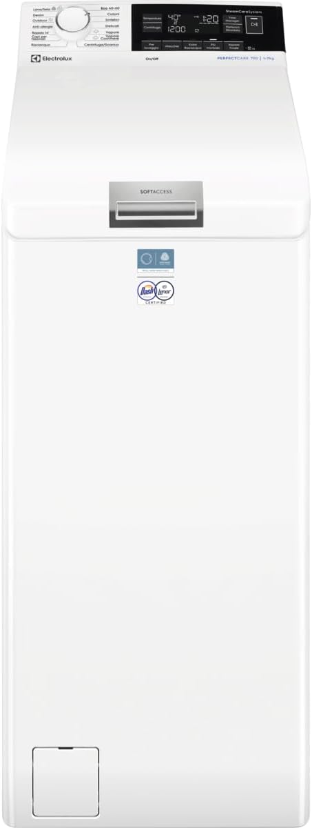 Electrolux 700 Waschmaschine mit Toplader, EW7T337A, 7 kg, 600 x 400 x 890 mm, LED-Display mit Touch-Control, Klasse A, Drehzahl 1251, Weiß