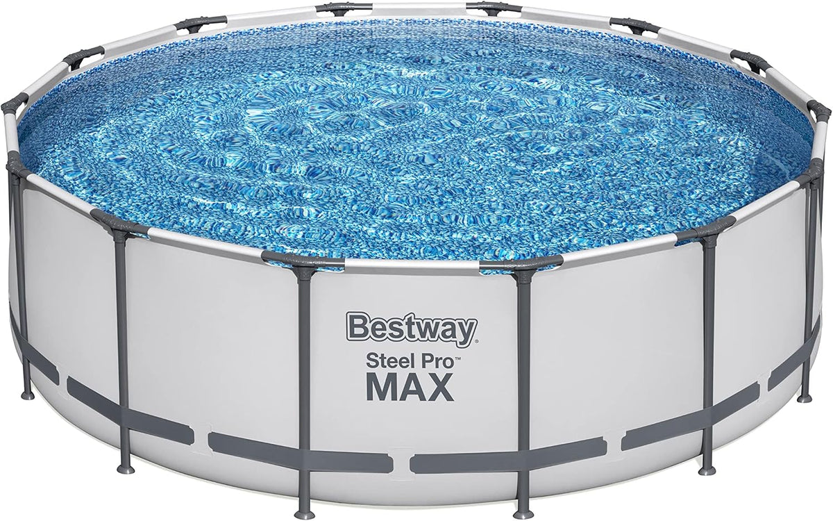 BESTWAY 5612X Abnehmbarer Pool Steel Pro Max 427 x 122 cm, mit Kartusche 3.028 L/H Abdeckung und Leiter, 56088, Blau