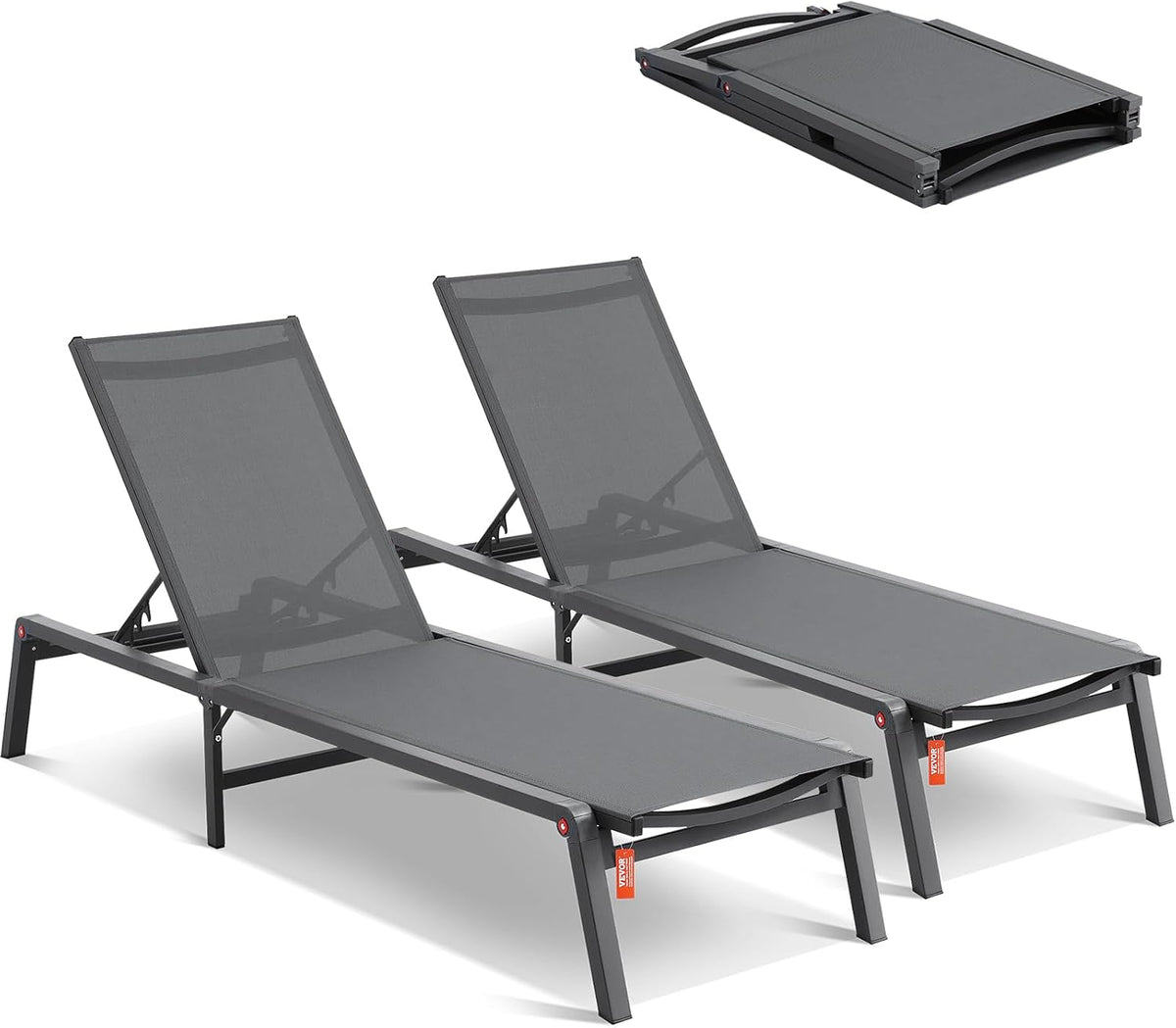 VEVOR Sonnenliege klappbar, 182x60x88cm Alu-Liegestühle mit 5 verstellbaren Positionen, Pool, Liege für Terrasse, Strandliege, Liegestühle, Strand