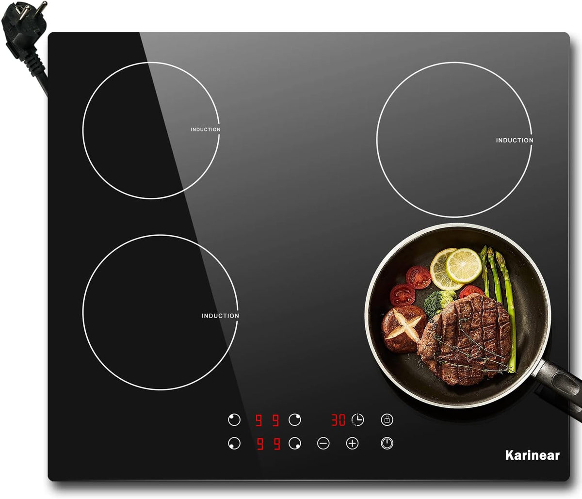 Karinear 60 cm Induktionskochfeld mit Stecker 4 Platten 3500W