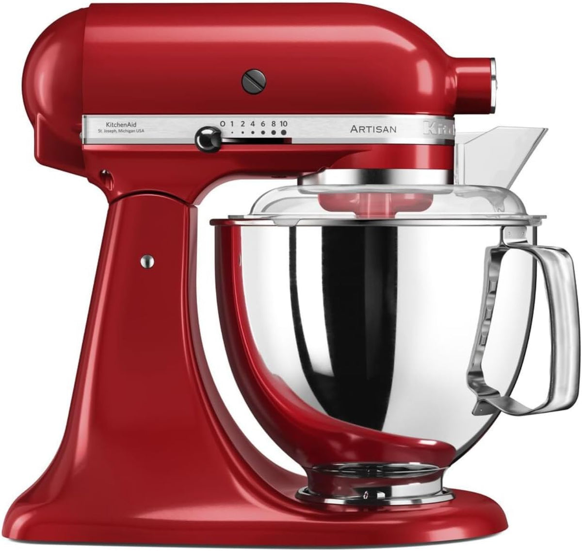 KitchenAid Küchenmaschine, 4.8 L, Teigknetmaschine mit 5 Zubehör, 2 Schüsseln aus Edelstahl, Artisan, Kippbarem Food Processor, Empire rot