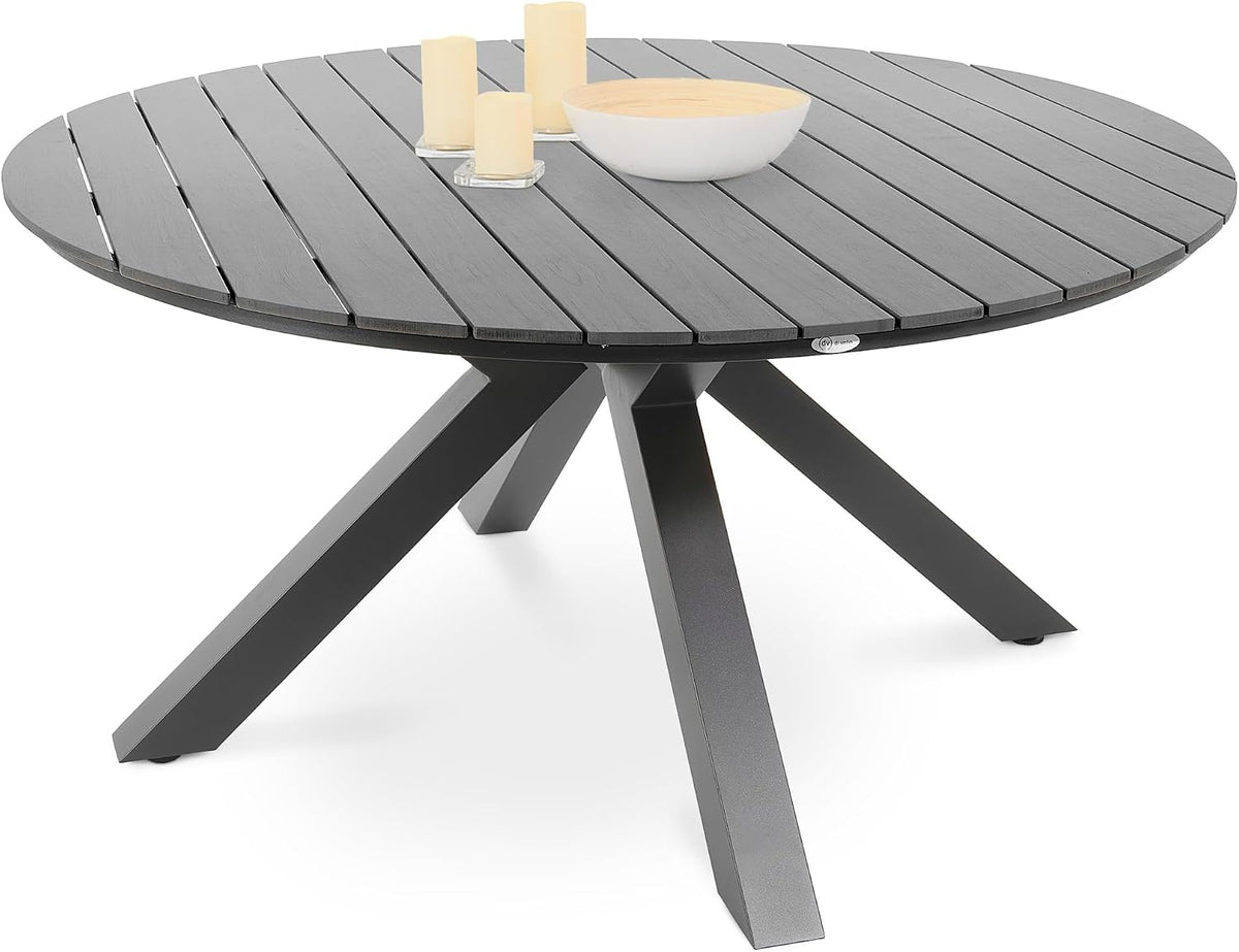di volio Gartentisch Ravello 150 cm rund aus Aluminium Holzoptik wetterfest