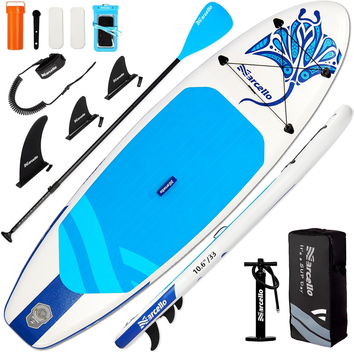 Marcello Paddle Board mit Sitz, Ultra-Wide 10,6 'x 33' x 6'/11 'x 35' x 6'