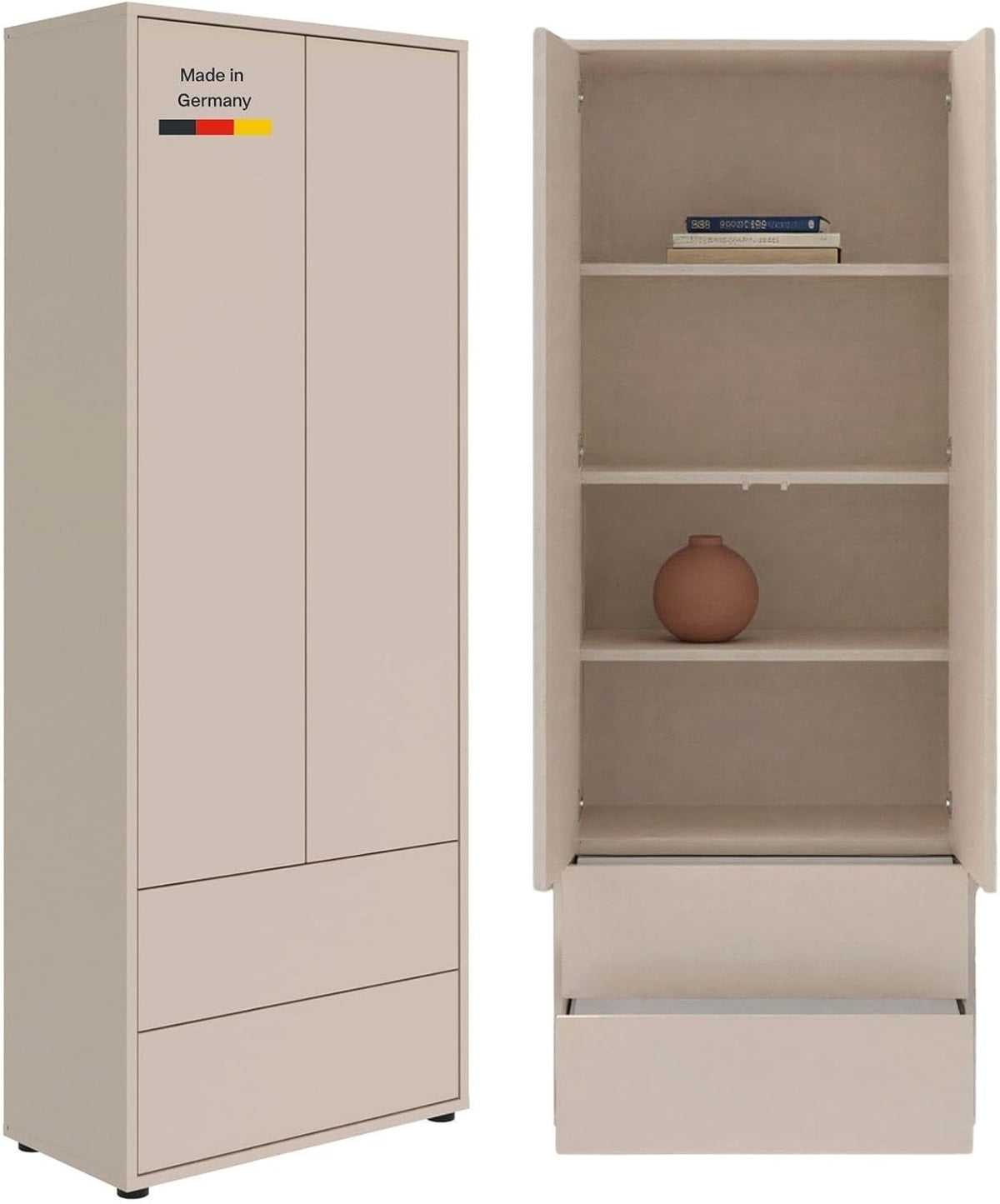Wohnzimmerschrank Beige Peak Made in Germany Schrank aus Holz 70 cm breit
