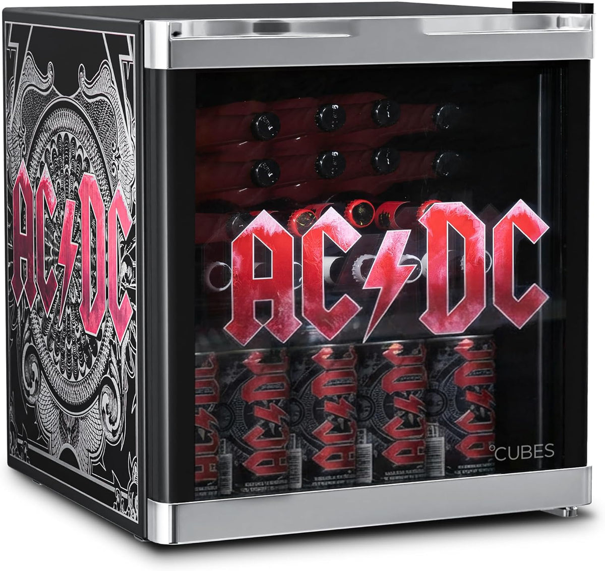°CUBES AC/DC Mini Kühlschrank 48 L, Getränkekühlschrank mit Glastür & wechselbarem Türanschlag