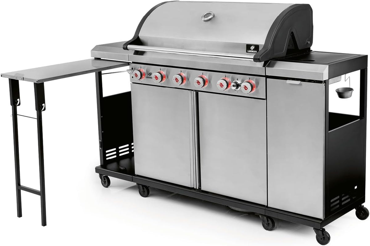 LANDMANN Gasgrill 6.1 Grillwagen mit 6 Brennern, MaxX-Zone, großer Grillfläche & Gusseisenrosten