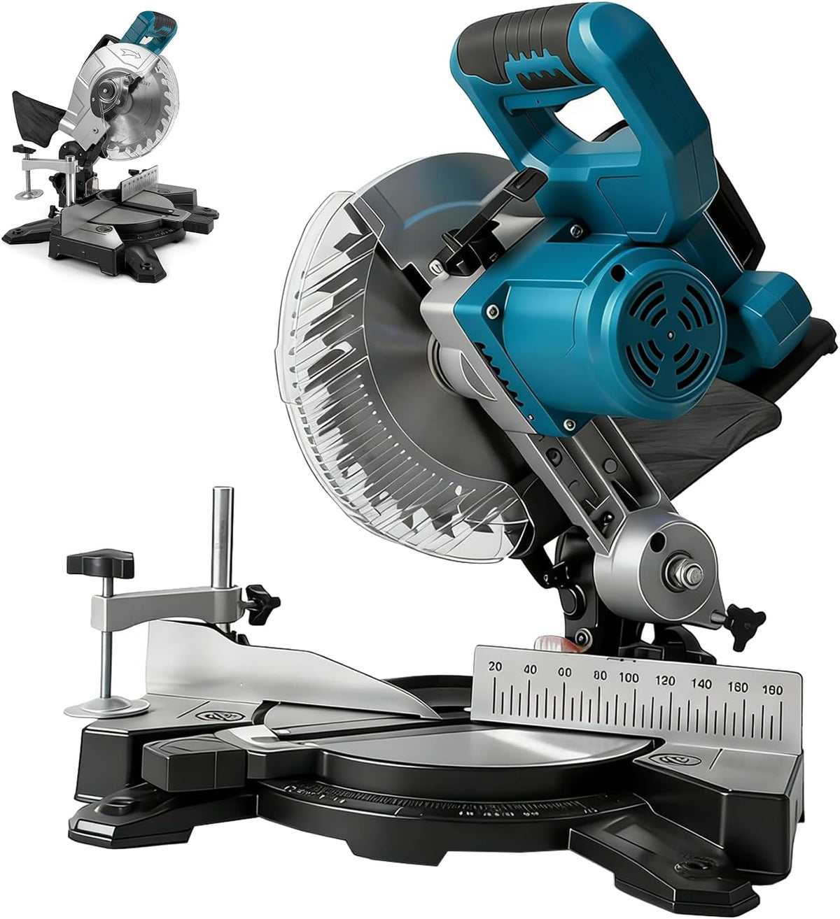 Kapp und Gehrungssäge für Makita 18V Akku, Ø 210mm Sägeblatt (Ohne Akku), Tischplatte aus Aluminium-Druckguss, 0-45° Schrägschnitte