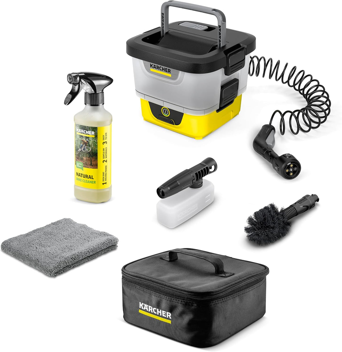 Kärcher Mobile Outdoor Cleaner OC 4 + Bike Kit, Multi Jet 4-in-1, Fördermenge: 2 l/min, Gewicht: 3,1 kg, Wassertank: 8 l, Lithium-Ionen-Akku