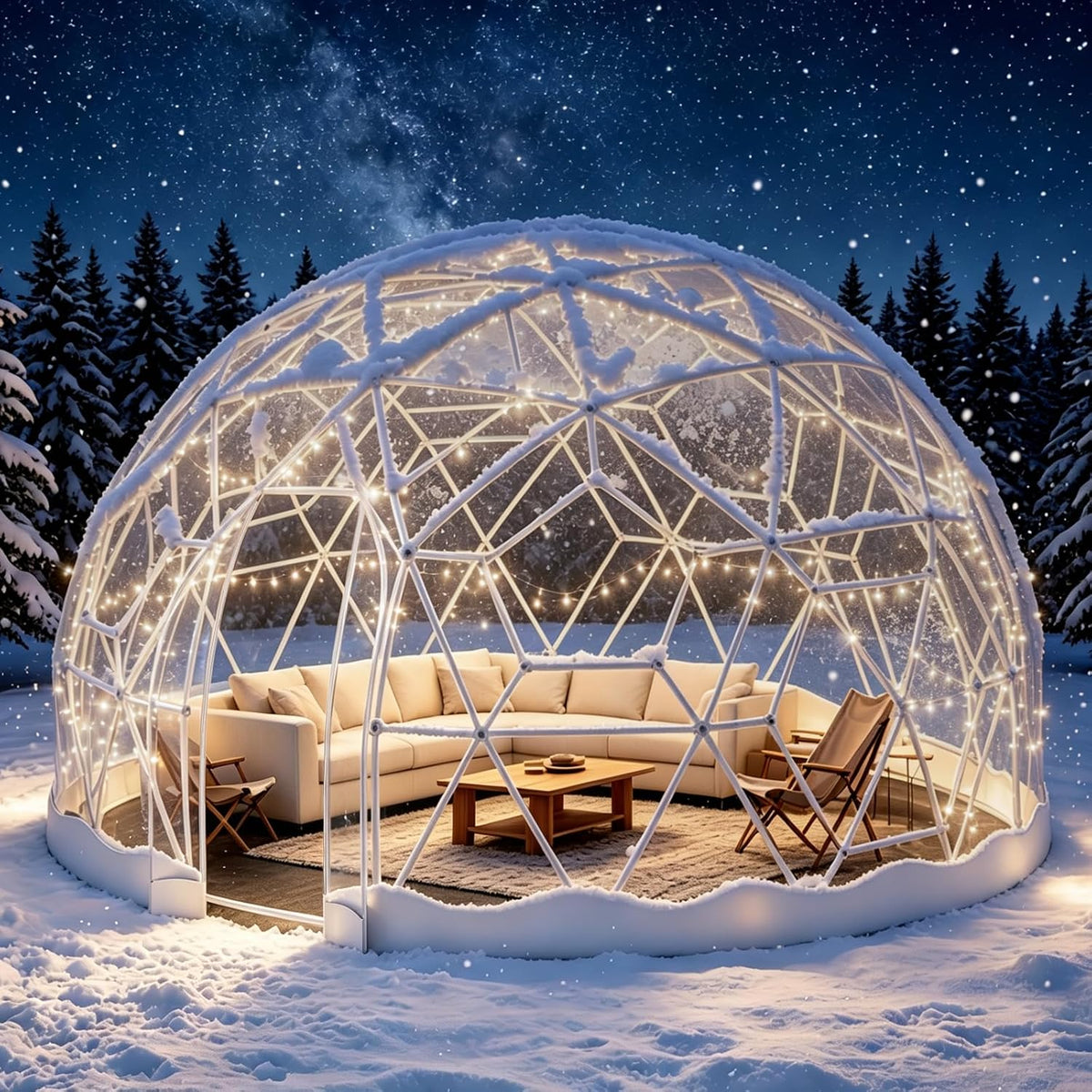 3.6Mx2.2M Gewächshaus Gartenkuppel Igloo, Gartenkuppel TPU Blasenzelt mit Verstärktem 1,5 mm PC-Rahmen, Durchsichtiges Kuppelzelt für Garten, Terrasse