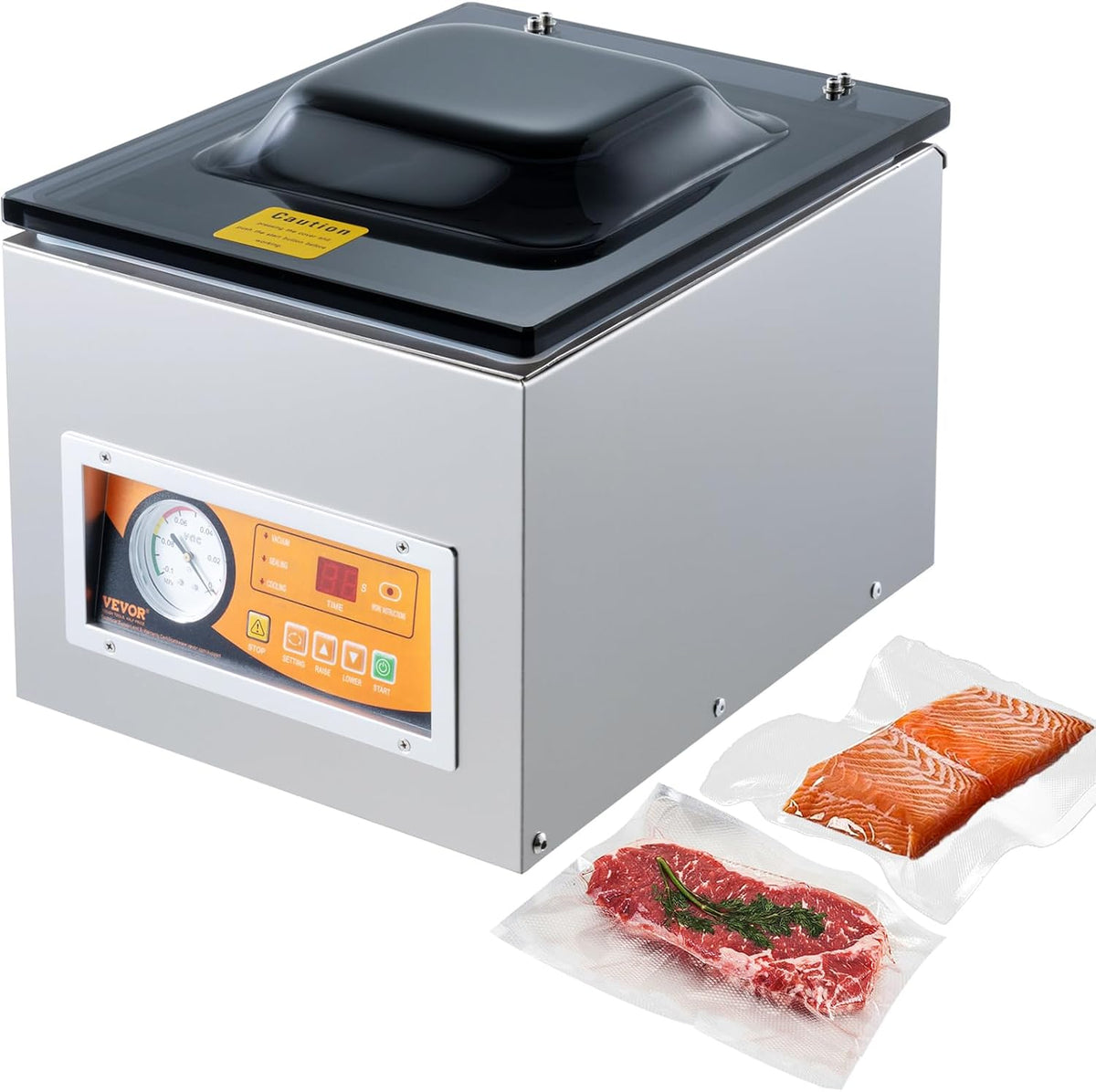 VEVOR Kammer-Vakuumierer 260 W Vakuumiergerät für feuchte Lebensmittel Fleisch Marinaden usw. kompakte Größe mit 26 cm Versiegelungslänge Anwendung