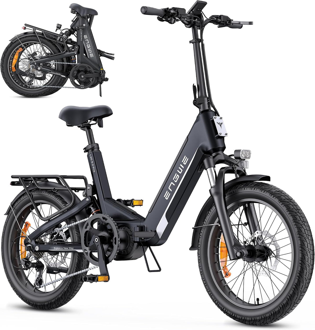 ENGWE E Bike mit APP&IoT, Ebike 48V 15Ah Akku bis 160km, Drehmomentsensor & hydraulische Bremsen, 20 * 3.0 Reifen, 2 Stunden aufgeladen