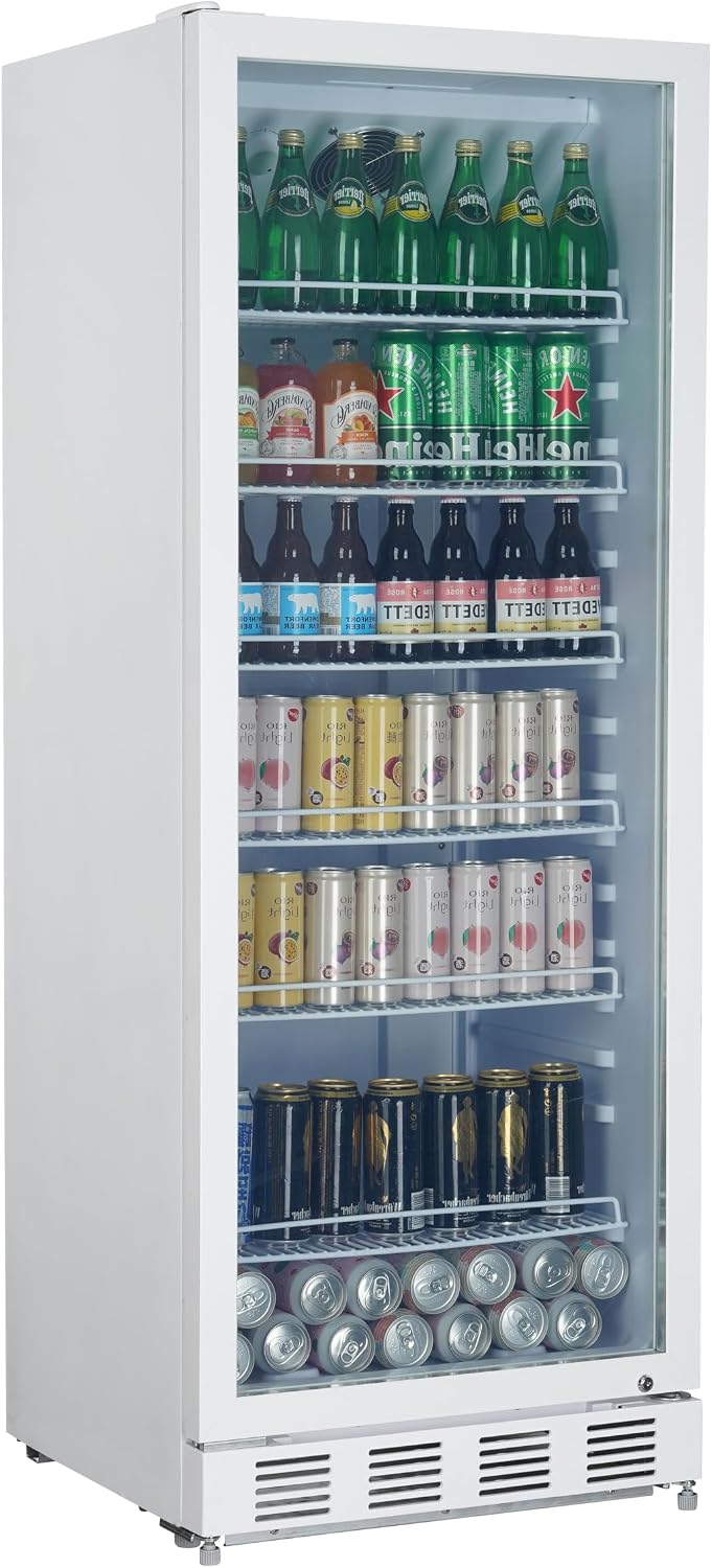 METRO Professional Getränkekühlschrank GSC4280, 280 L, 210 W, mit Schloss, Metall/Glas, belüftete Kühlung, Weiß