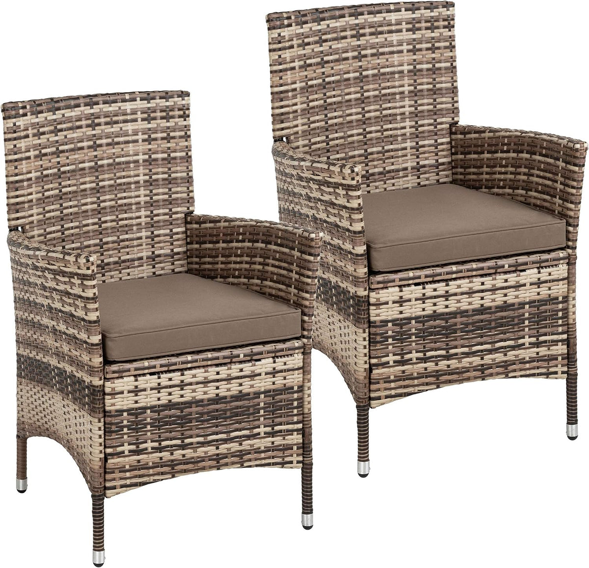 ESTEXO Polyrattan Gartenstuhl Set 2er Stuhlset Rattan Stuhl Garten Sessel Rattanstühle Balkonstühle Terrassenstühle Outdoor Stühle Balkonsessel