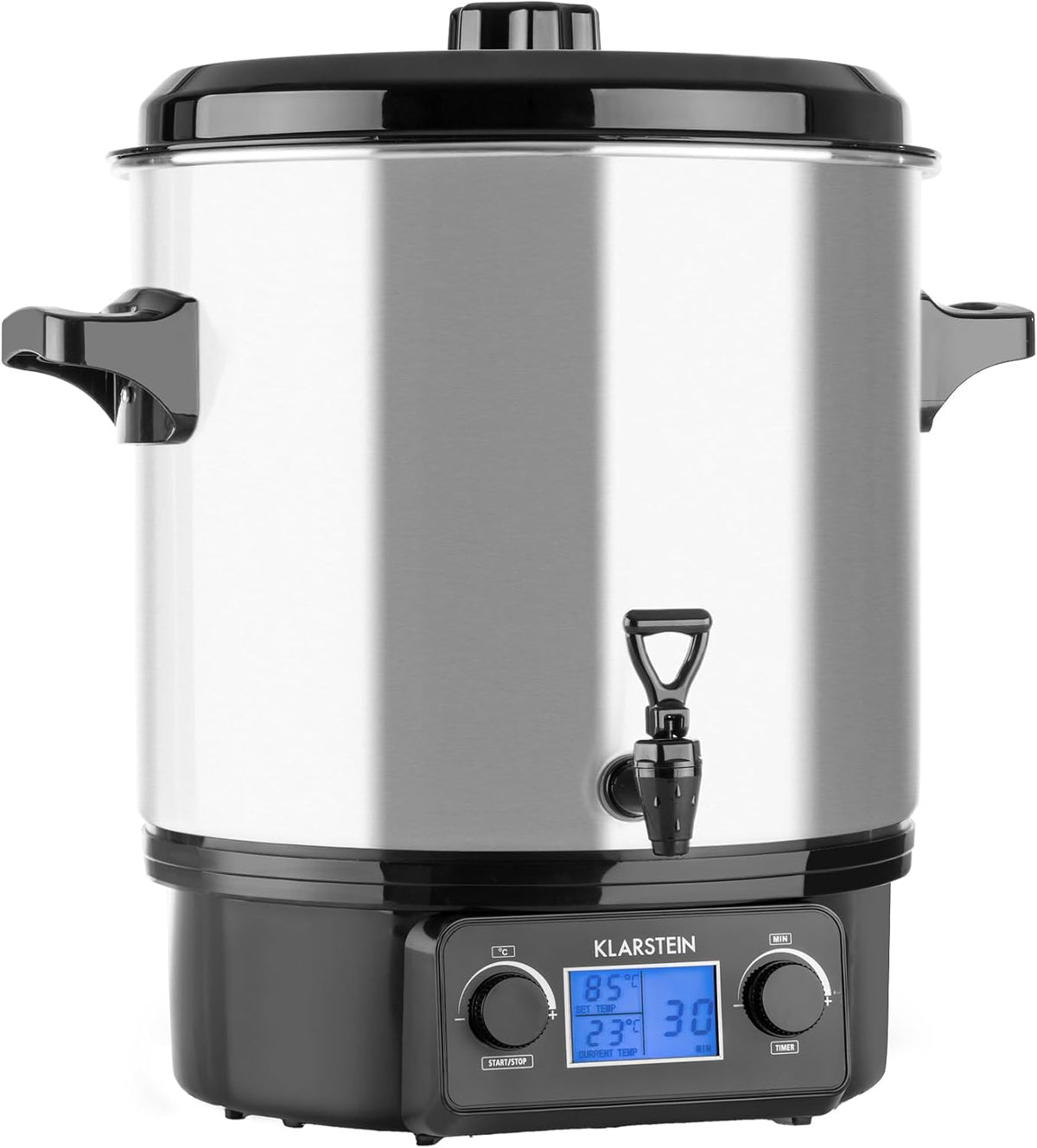 Klarstein Biggie Digital, 27 Liter, Display mit Zeit- und Temperatur-Anzeige, Einkochvollautomat, Einkochtopf, elektrisch, 2000 Watt, Timer, Edelstahl