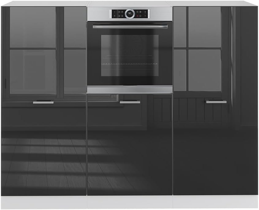 Vicco Küchenblock R-Line, 180 cm, Anthrazit Hochglanz/Weiß