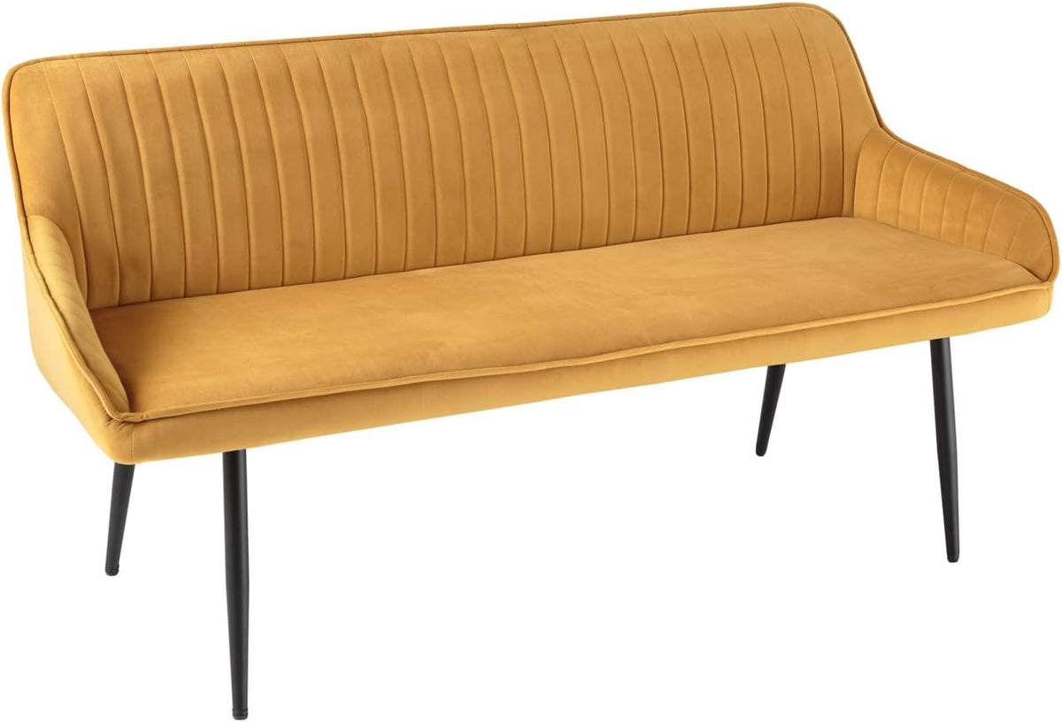Sitzbank TURIN, 160cm, senfgelb, Samt Metall-Beine Armlehnen
