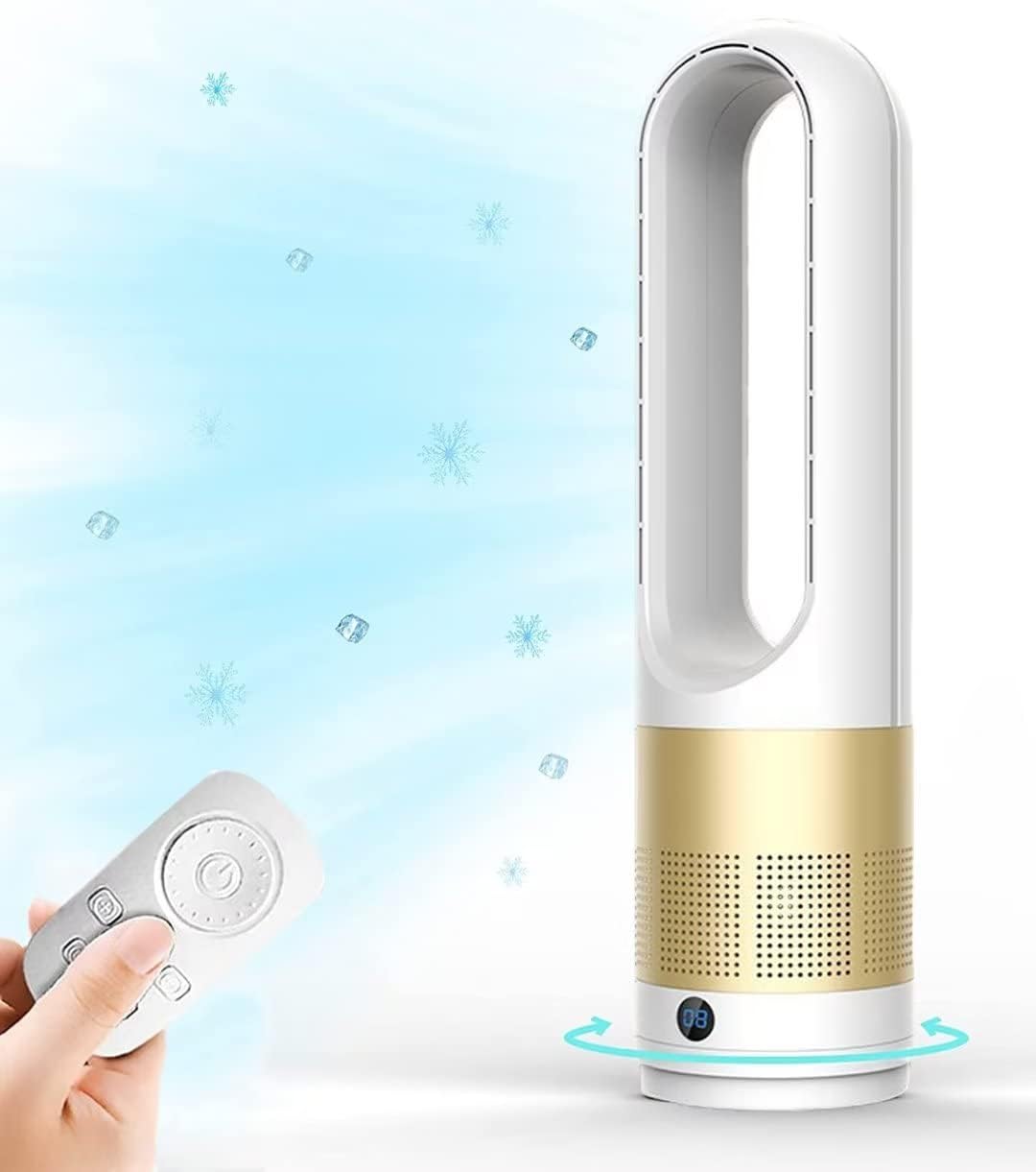 Moderner Turmventilator ohne Flügel, 40 W, 80 ° Oszillation mit Fernbedienung, natürliche Windkühlung, 8 Geschwindigkeitsstufen, 8 Stunden Timer
