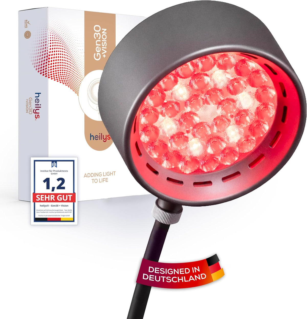 Gen30 LED Rotlichtlampe mit 6 Wellenlängen (630–850 nm), Rot- & Nahinfrarotlicht Lampe mit Vision-Modus 670 nm, Stufenweise höhenverstellbar