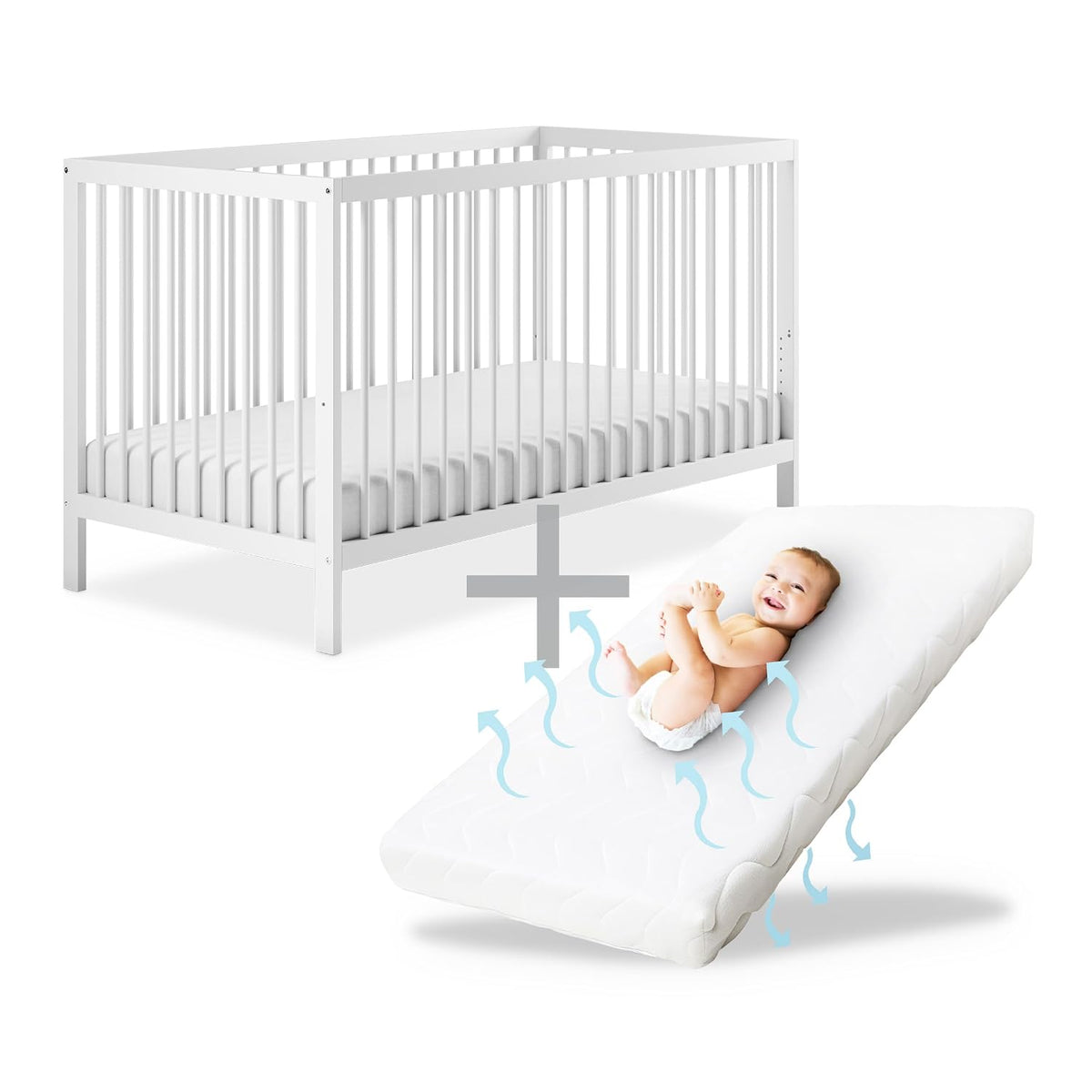 Ehrenkind Babybett PUR inkl. Matratze 120x60 Buchenholz