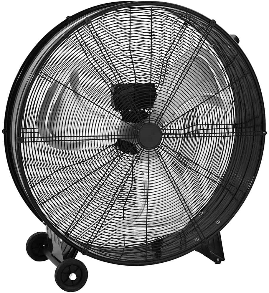 vidaXL Trommelventilator mit Rollen Industrie Bodenventilator Industrieventilator Windmaschine Ventilator Lüfter 77cm 240W Schwarz