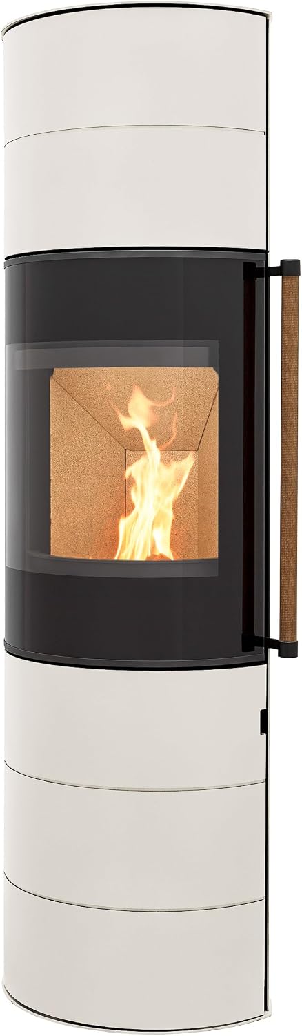 H&M Germany Kaminofen Citro 2.0 XL creme weiß schmaler ovaler Ofen 6kw schlicht modern A+ Abgasstutzenanschluss Durchmesser 150mm Bauart 1 Holz