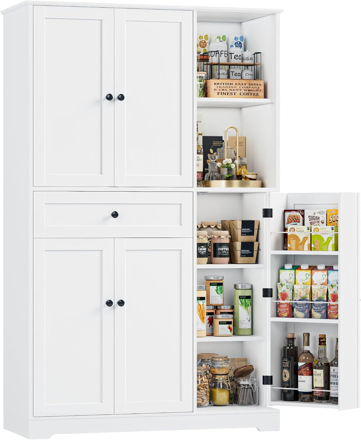 FirFurd Küchenschrank mit Gewürzregal, Mehrzweckschrank, Buffetschrank