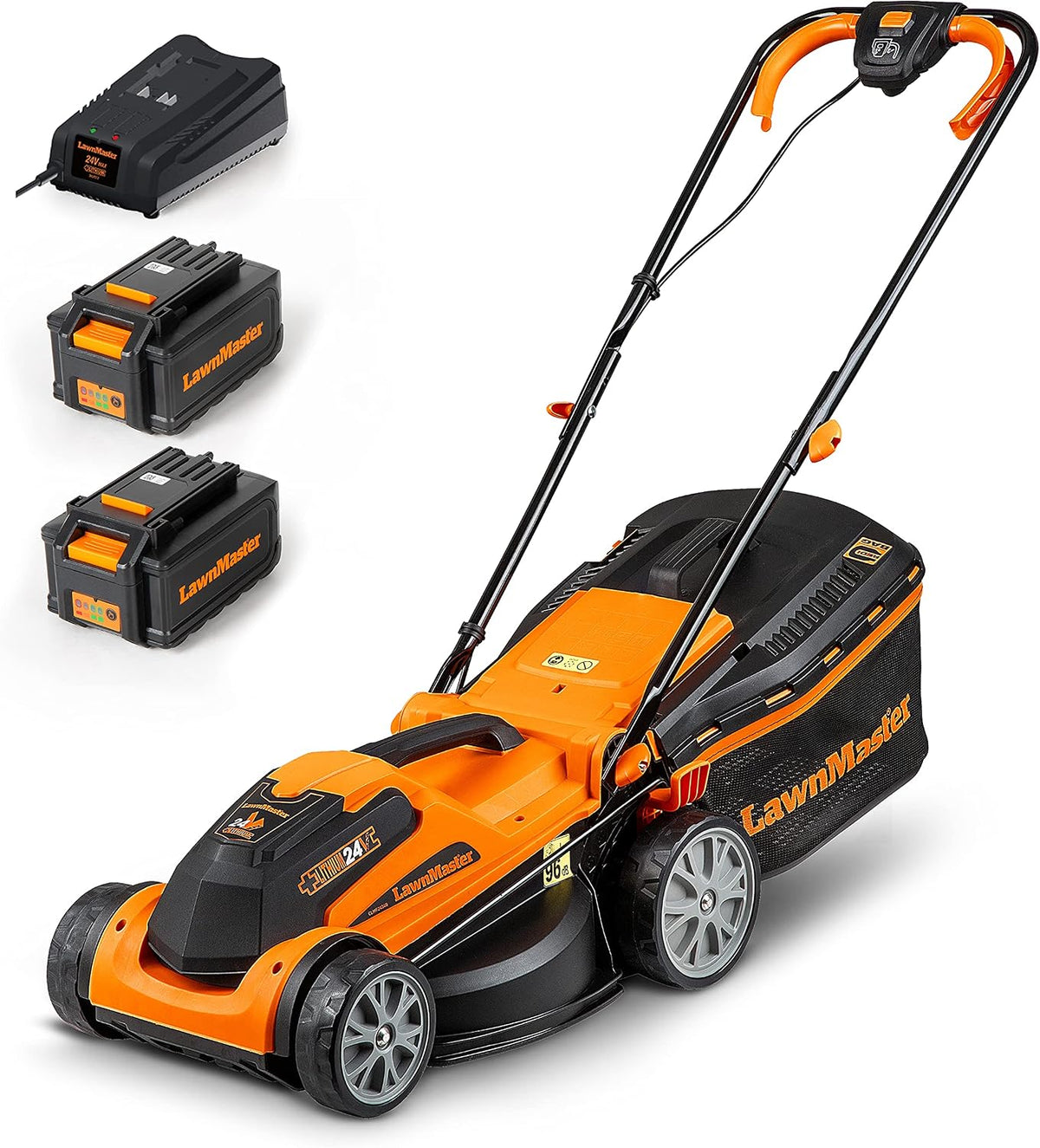 LawnMaster 24V Akku-Rasenmäher, 34 cm Schnittbreite bis 300 m²