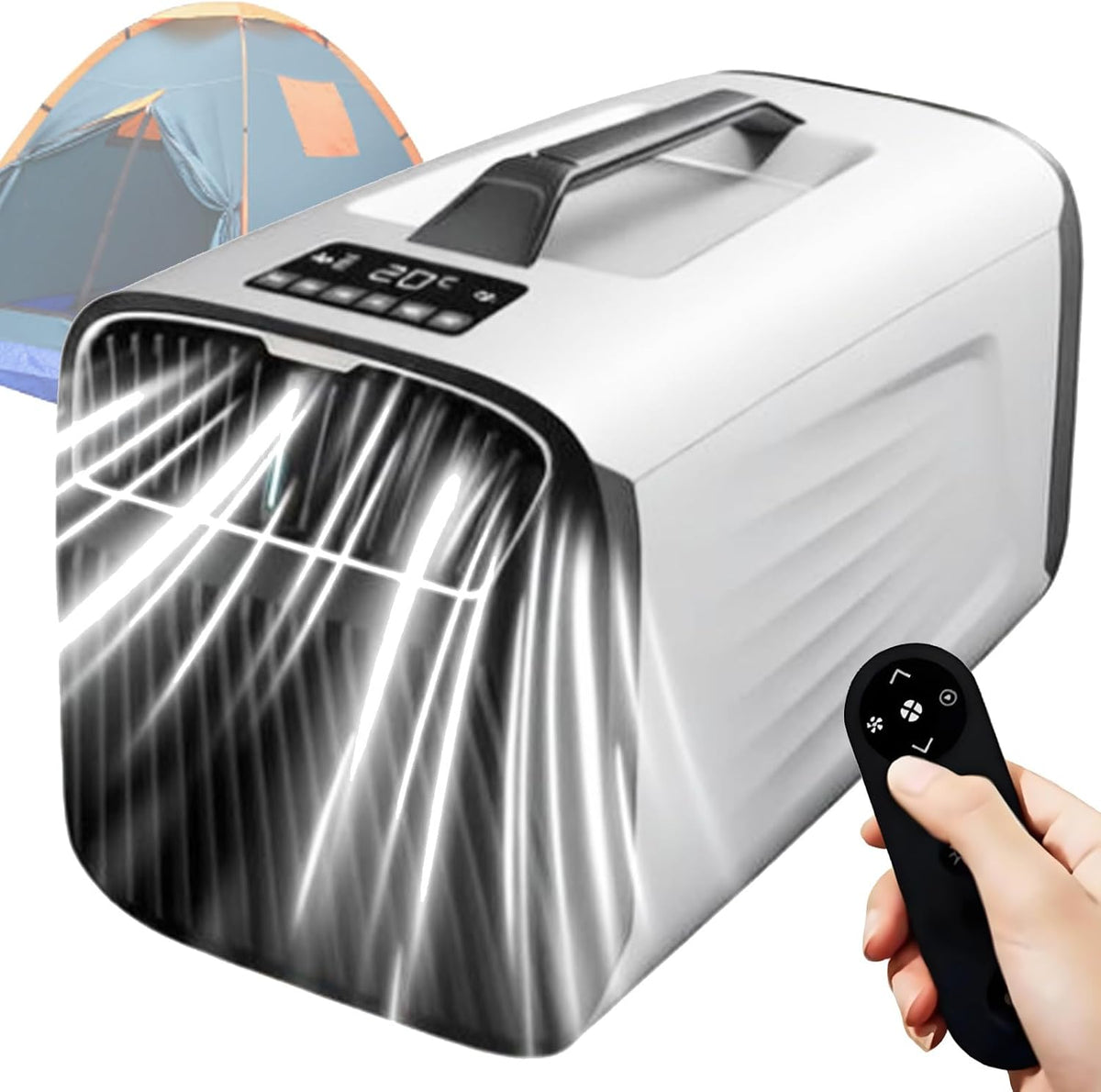 Tragbare Camping-Klimaanlage mit 5200 BTU, Innen- und Außenbereich A-12V, leises 4-in-1-Klimagerät mit Fernbedienung, Mobile Klimaanlage für Zelt